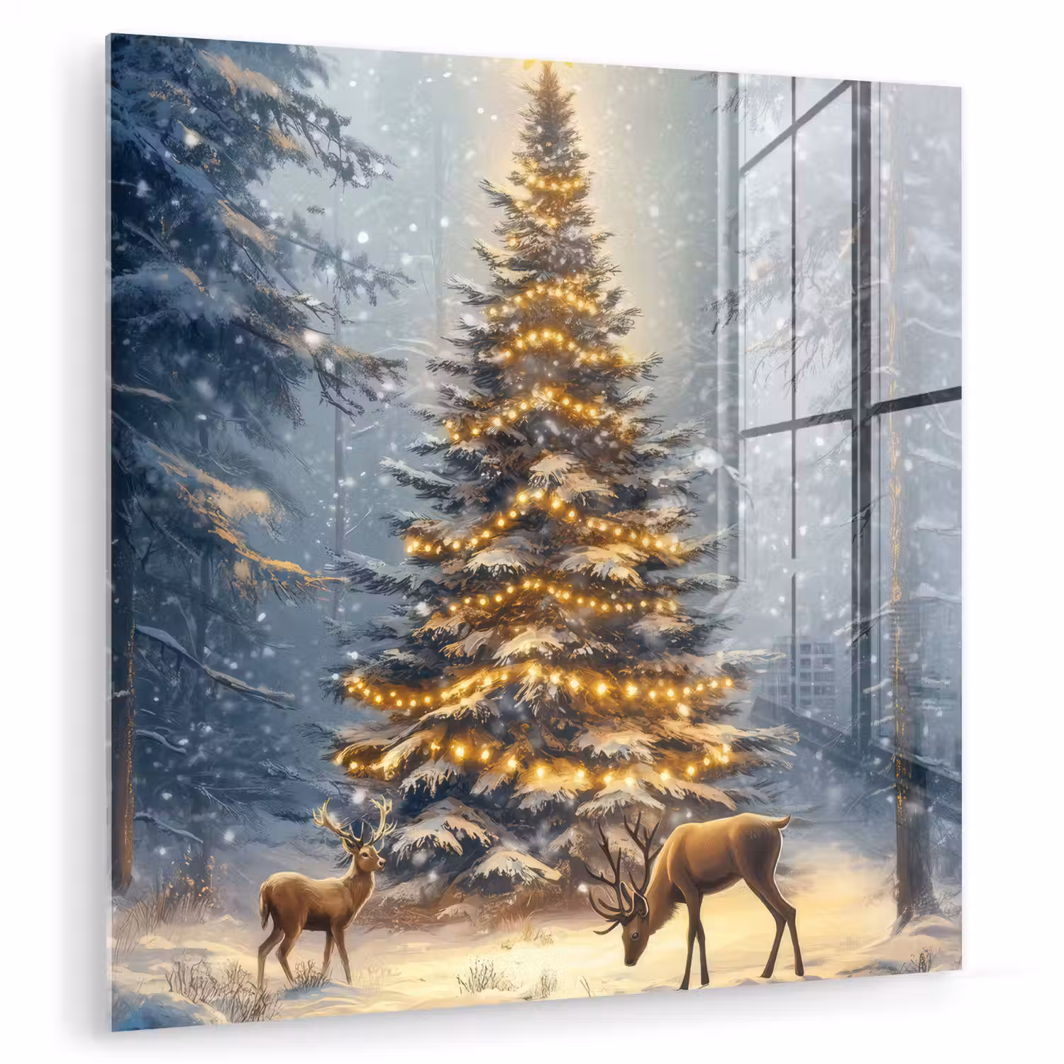 Kerstlicht - Woud - Hert - Donker plexiglas 5mm klein -zzzproduct_nieuw