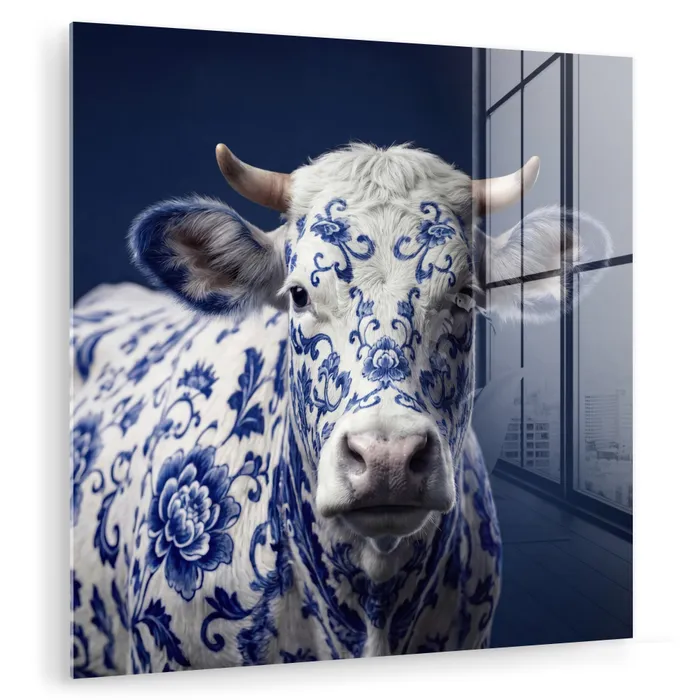 Koe - Delfts - Blauw - Artistiek plexiglas 5mm klein -zzzproduct_nieuw