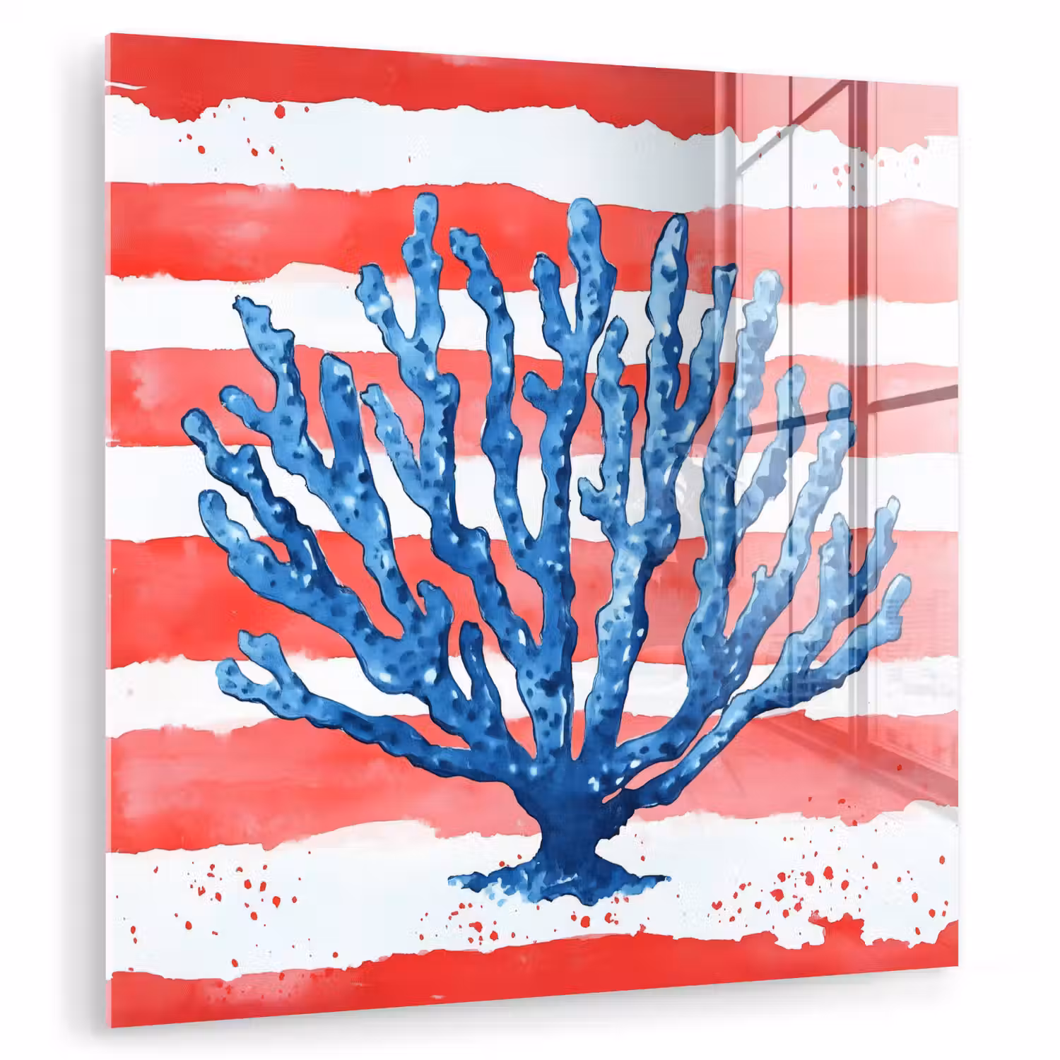 Koraal - Verfstructuur - Rood - Blauw plexiglas 5mm klein -zzzproduct_nieuw