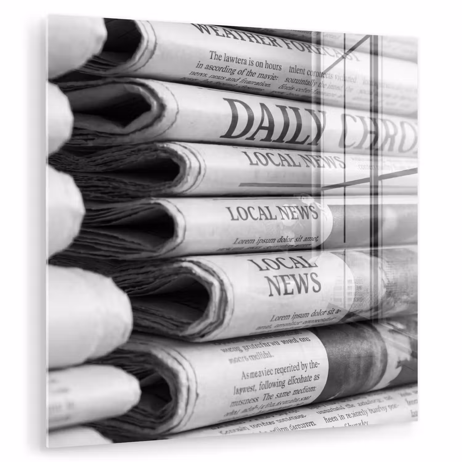 Krant - Stapel - Nieuws - Zwart-wit - Media plexiglas 5mm klein -zzzproduct_nieuw