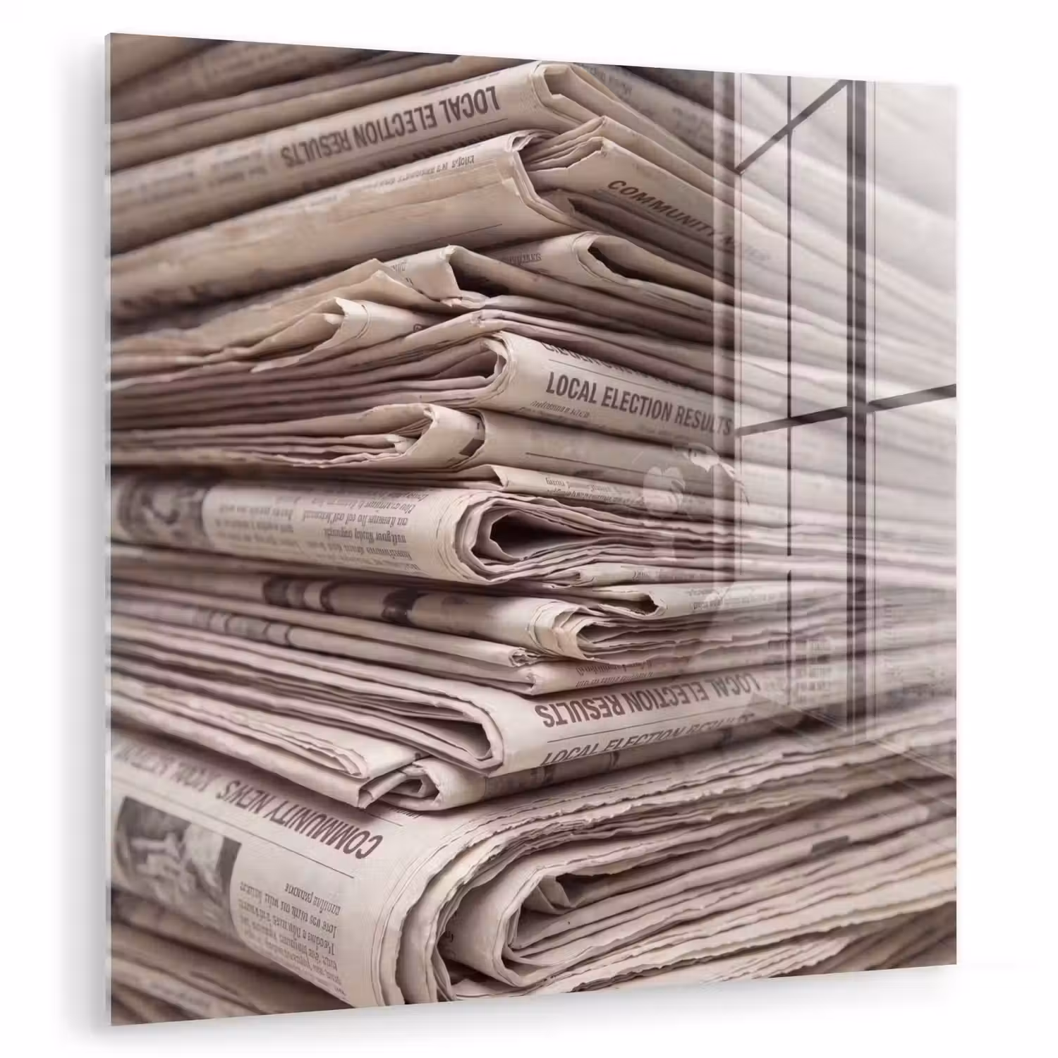 Kranten - Stapel - Nieuws - Vintage - Beige plexiglas 5mm klein -zzzproduct_nieuw