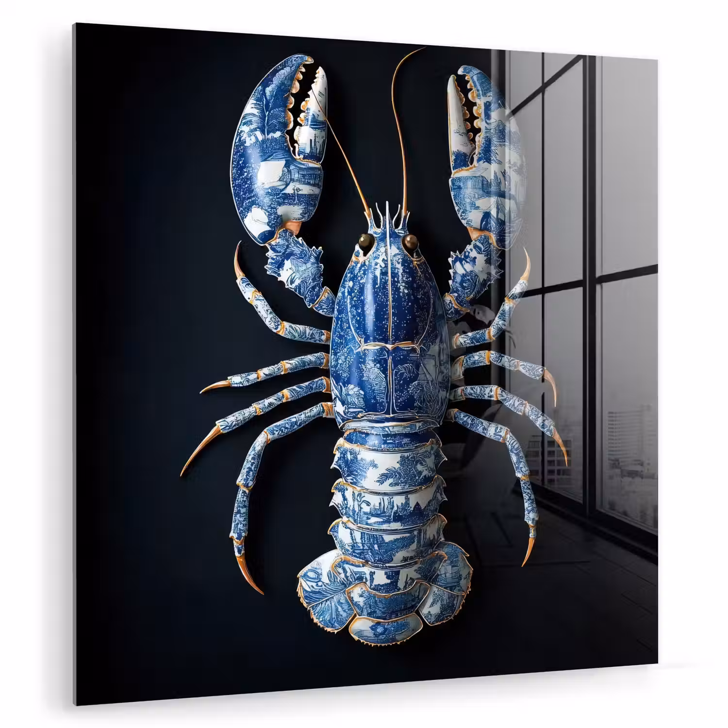 Kreeft - Delftsblauw - Schild - Stoer plexiglas 5mm klein -zzzproduct_nieuw