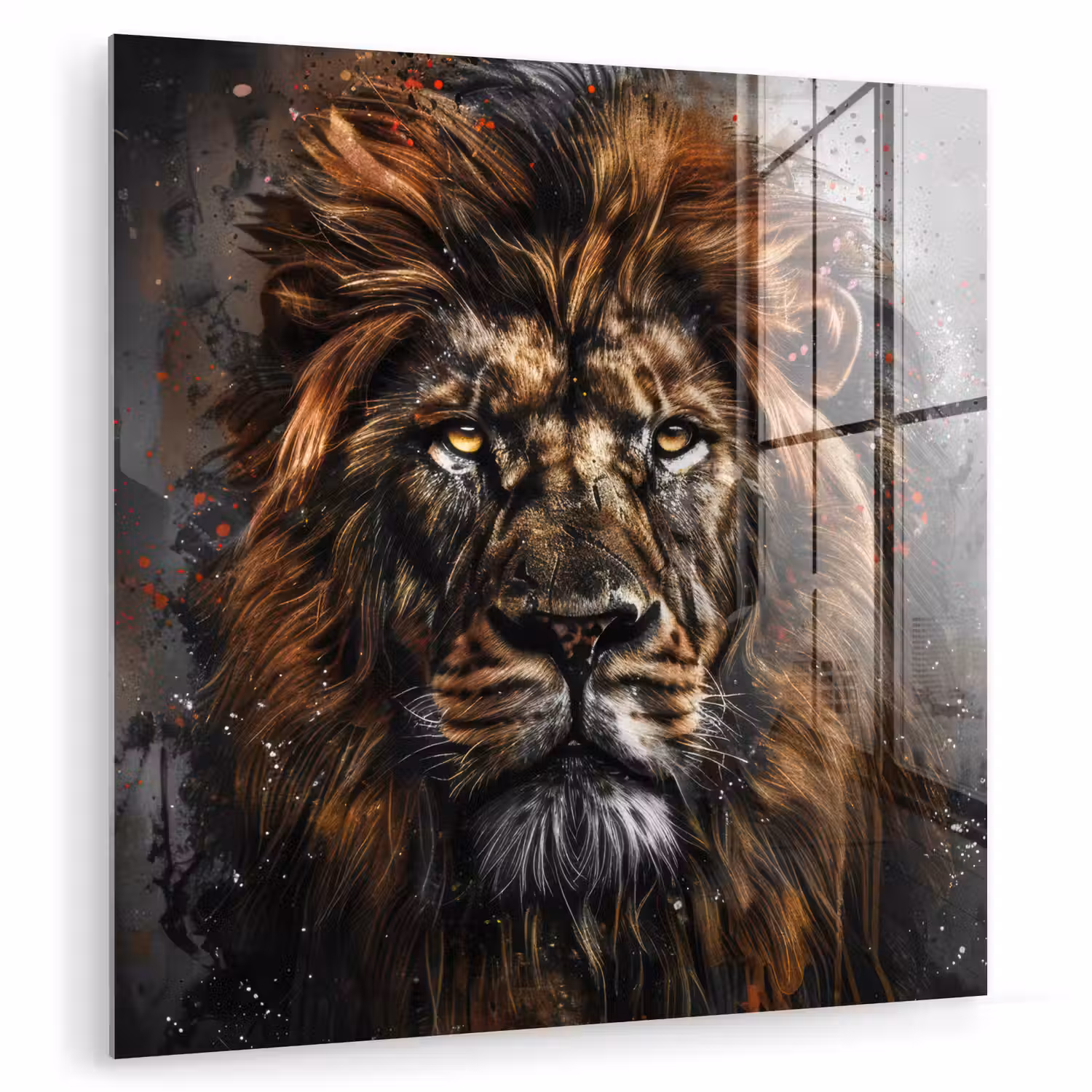 Leeuw - Dieren - Portret - Zwart - Luxe plexiglas 5mm klein -zzzproduct_nieuw