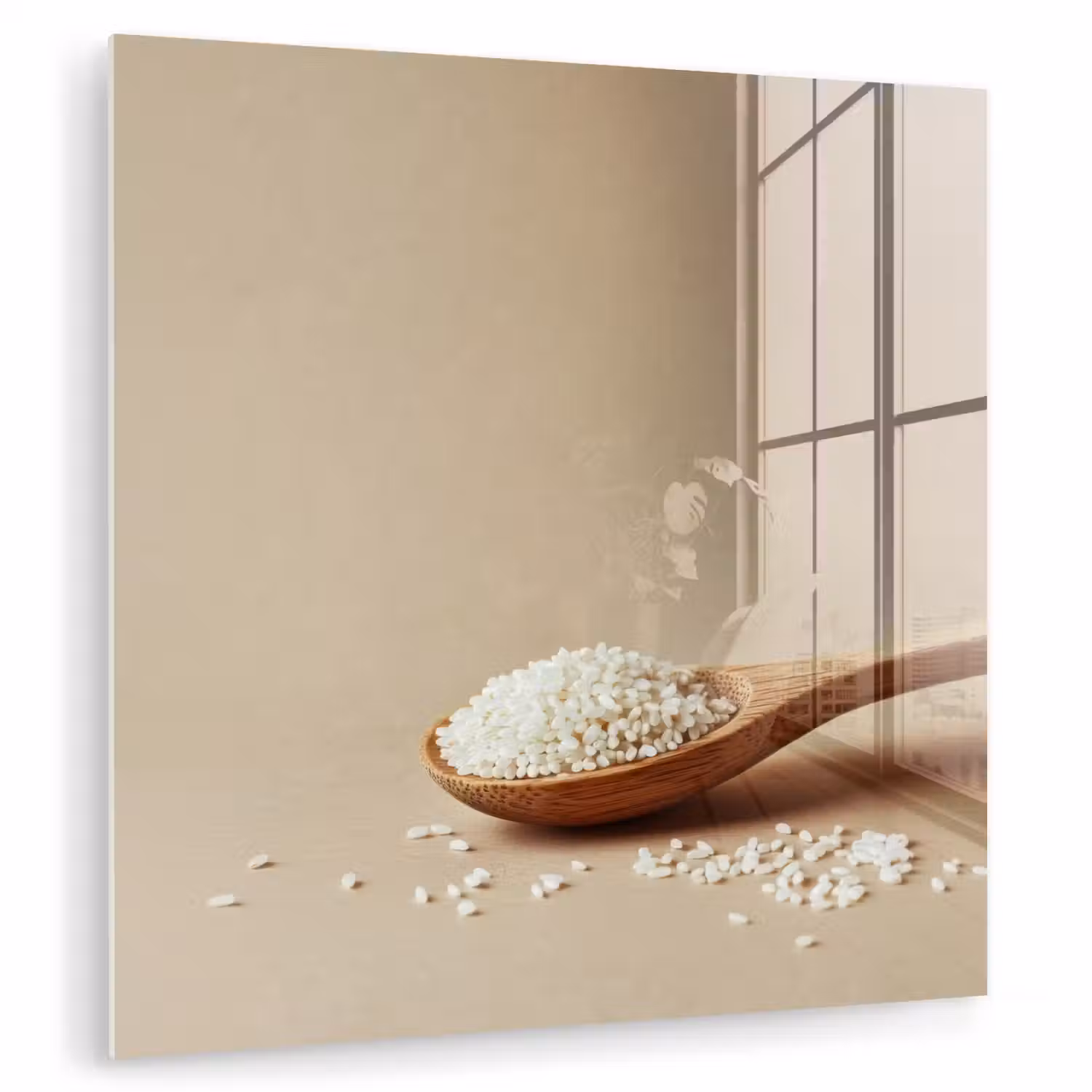 Lepel - Rijst - Hout - Beige plexiglas 5mm klein -zzzproduct_nieuw