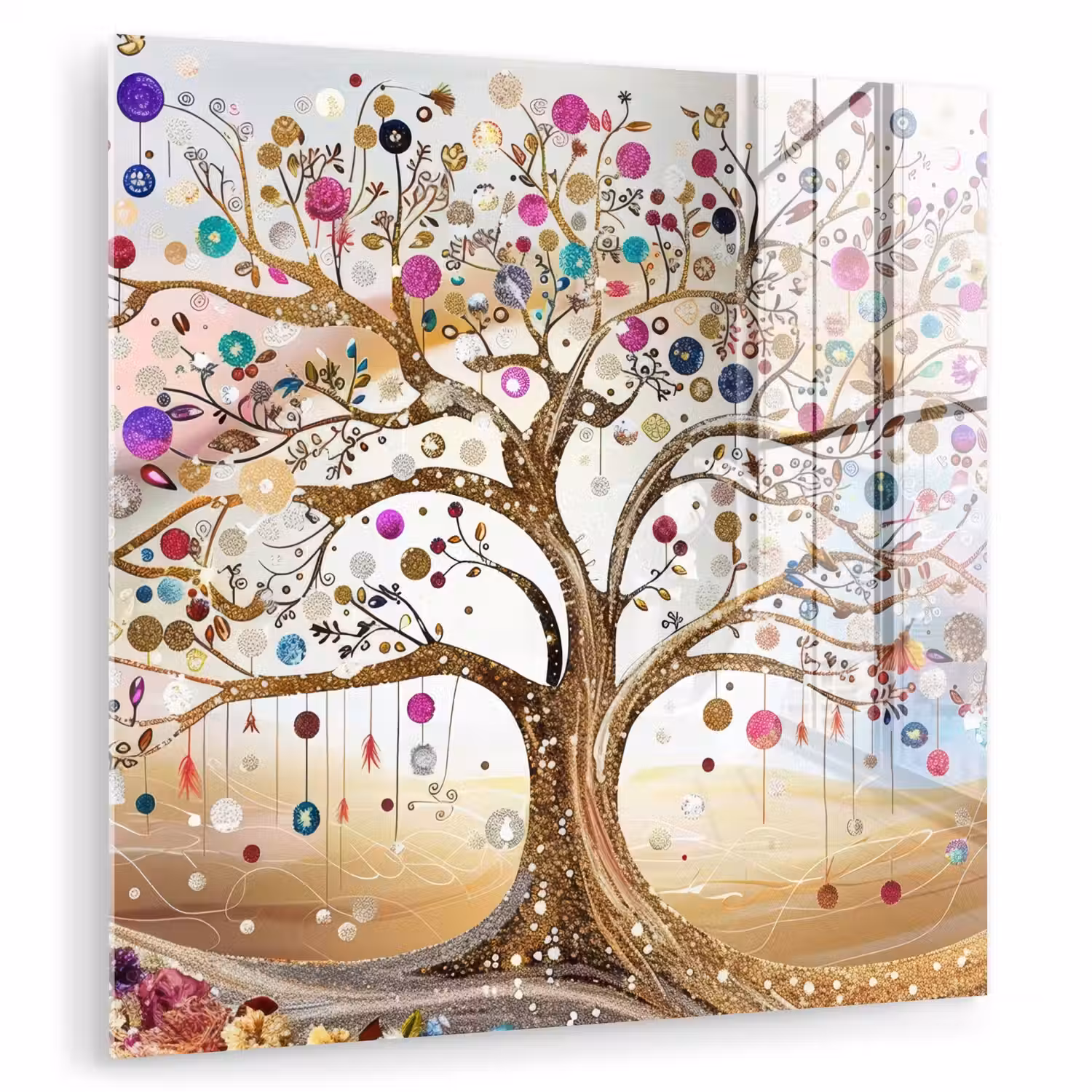 Levensboom - Goud - Kleurrijk - Abstract - Aesthetic plexiglas 5mm klein -zzzproduct_nieuw