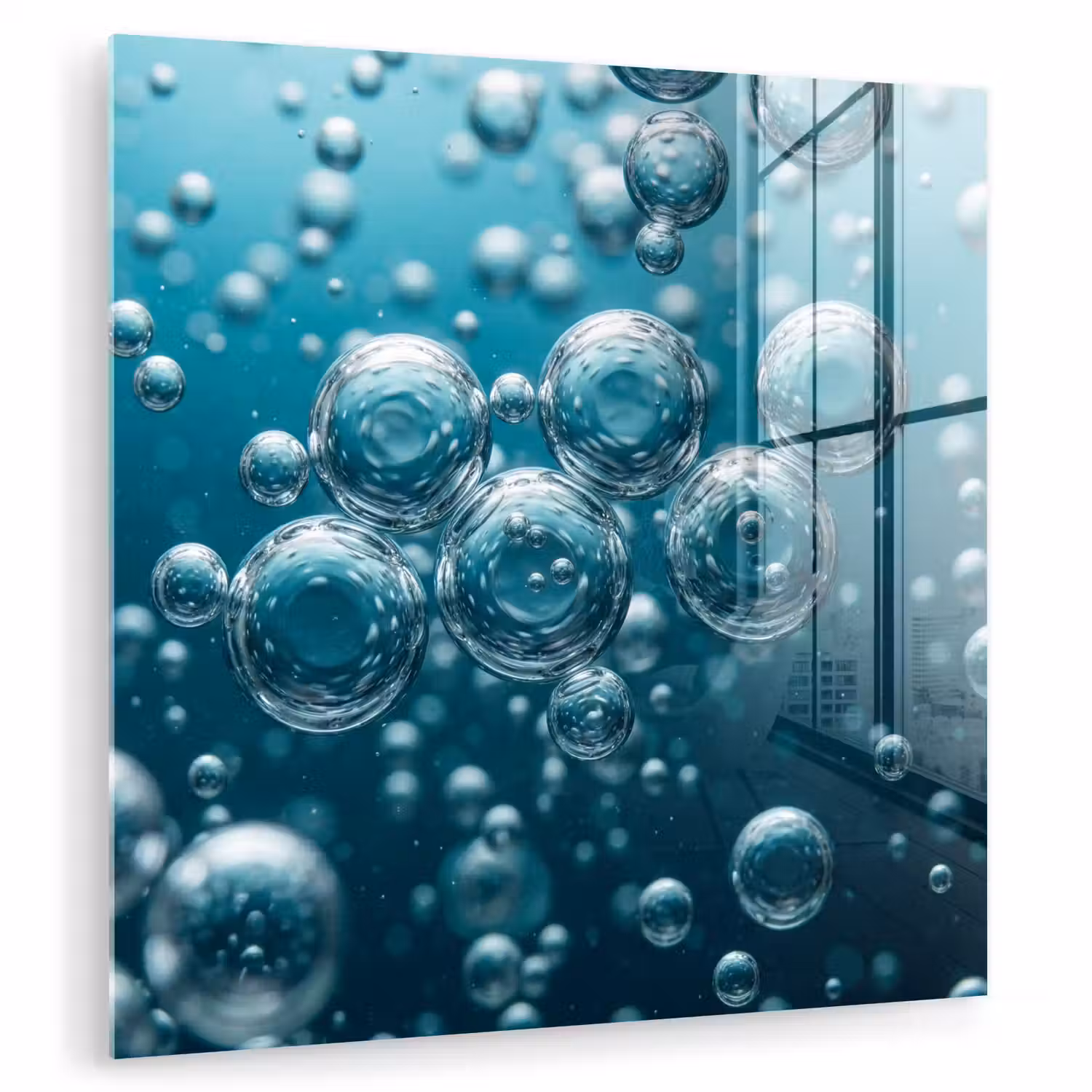 Luchtbellen - Dynamisch - Blauw plexiglas 5mm klein -zzzproduct_nieuw