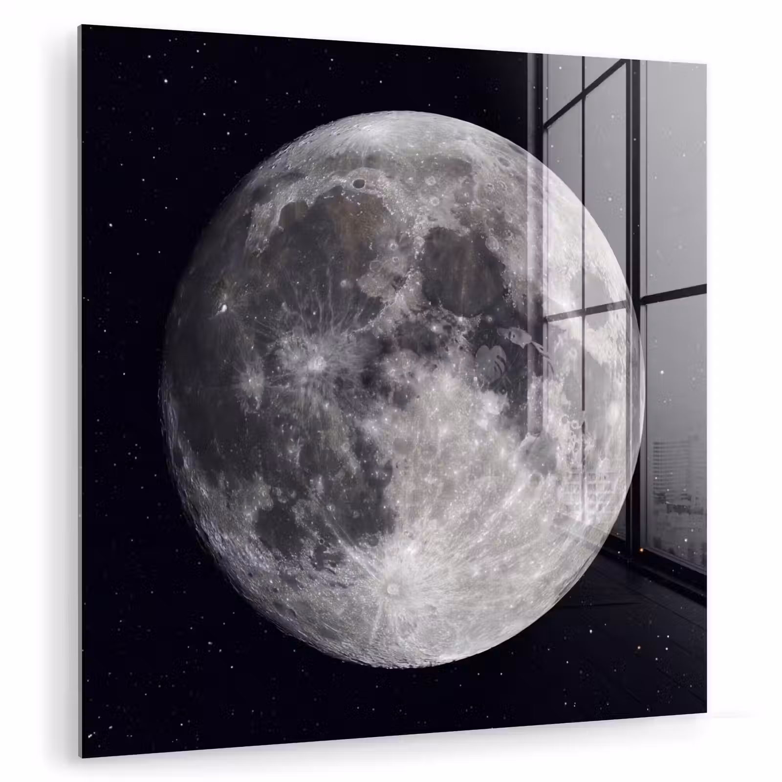 Glas schilderij - Maan - Sterren - Ruimte - Maan - Sterren - Ruimte plexiglas 5mm klein