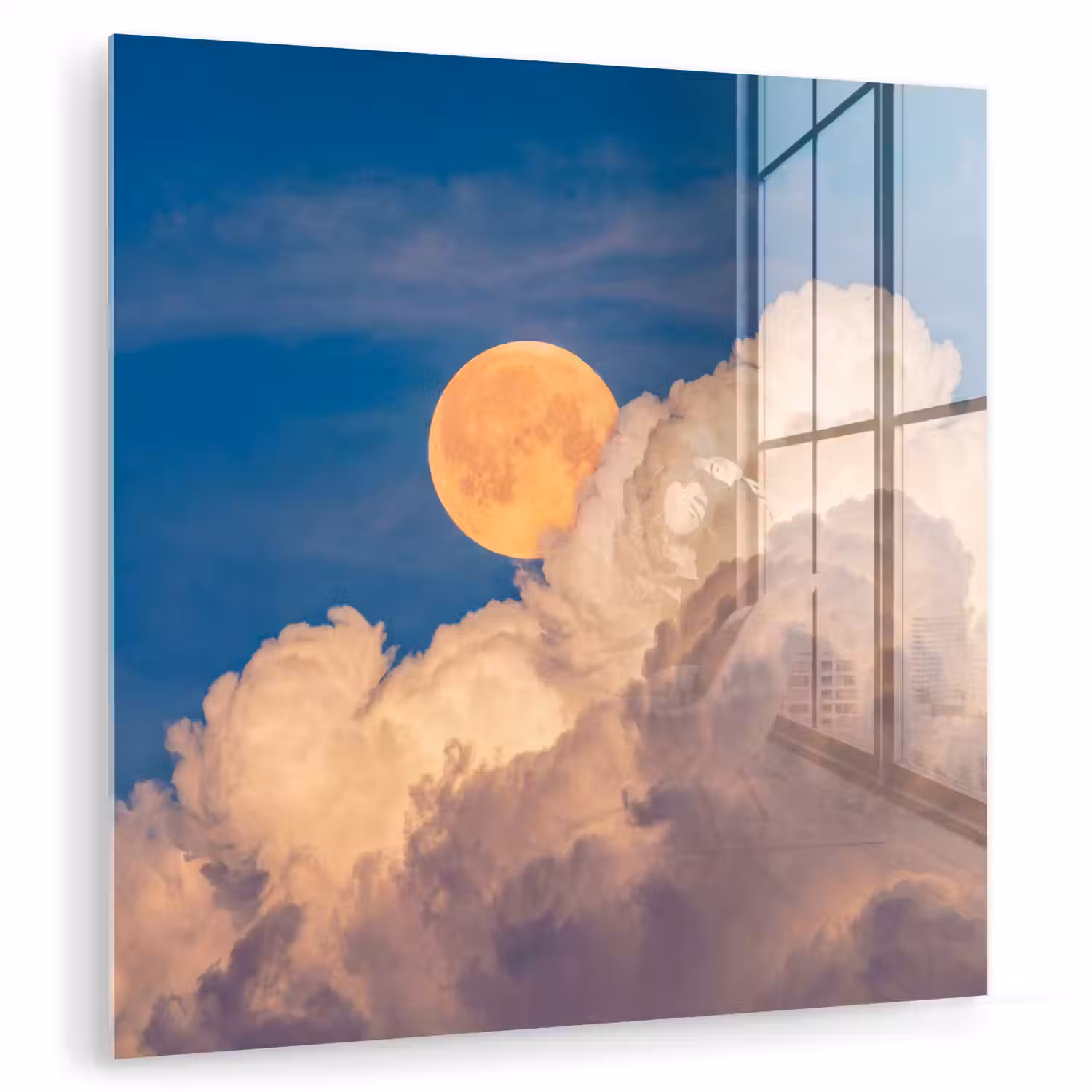 Maan - Wolken - Natuur - Oranje plexiglas 5mm klein -zzzproduct_nieuw