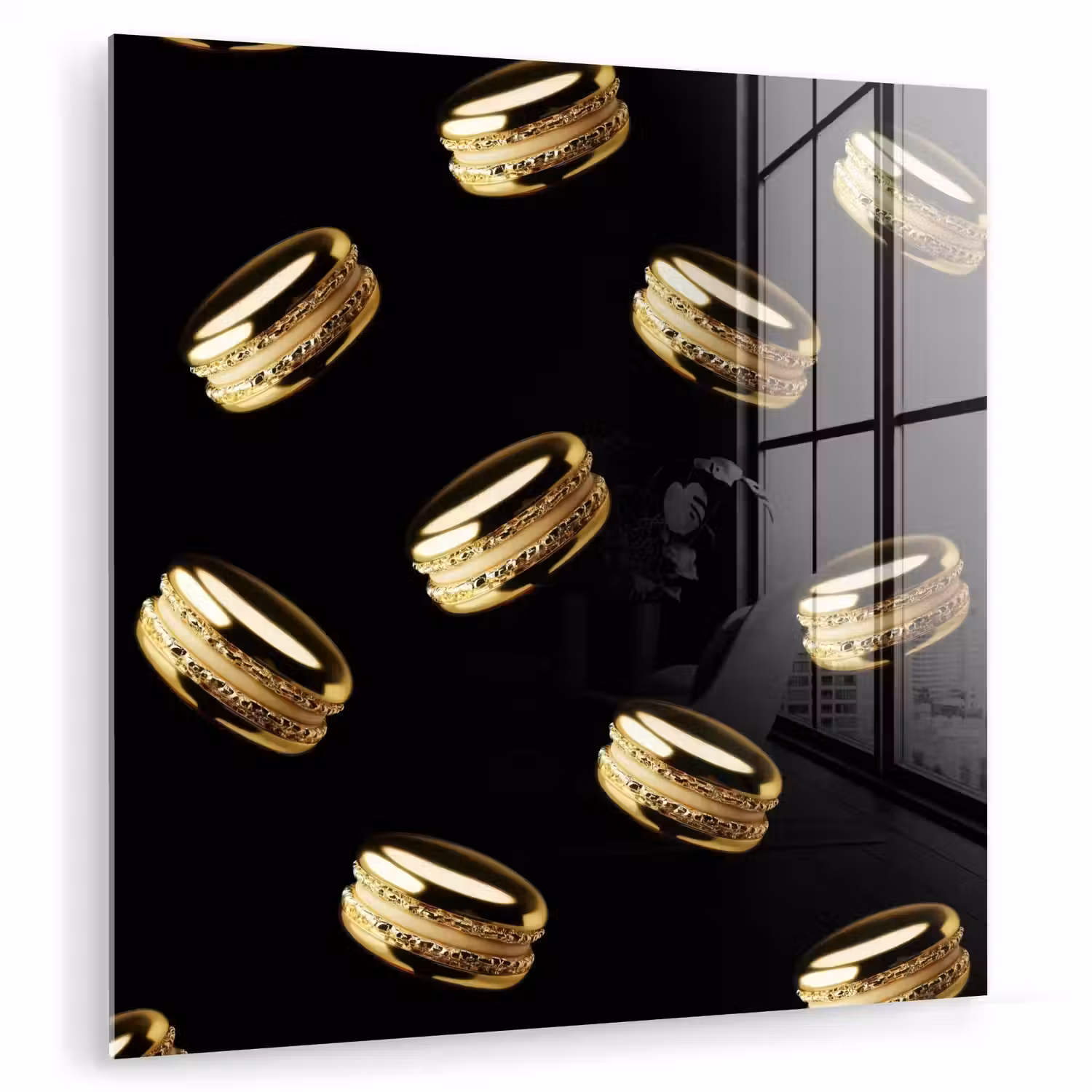 Macarons - Patroon - Goud - Zwart plexiglas 5mm klein -zzzproduct_nieuw