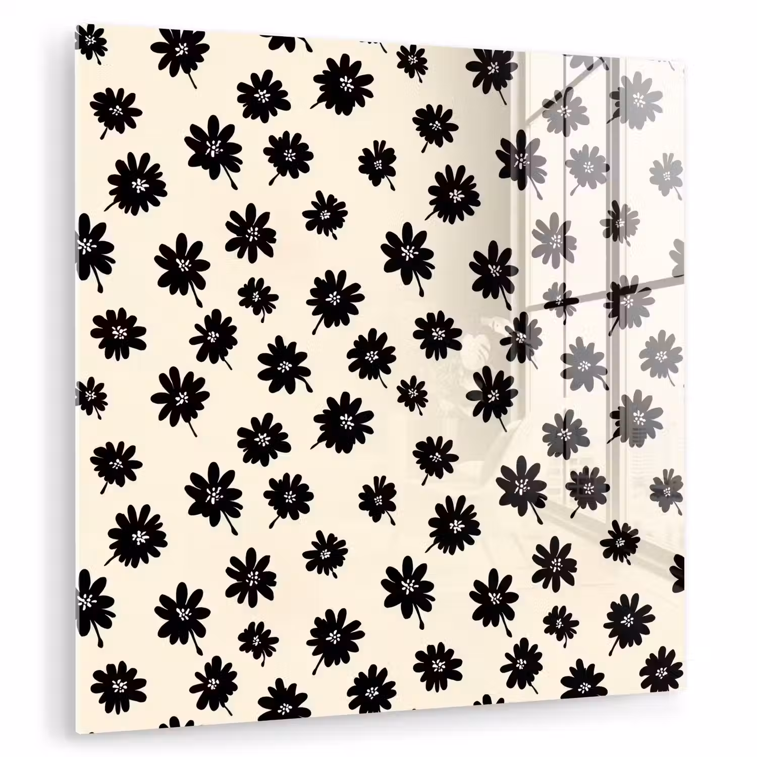 Madeliefjes - Grafisch - Zwart - Beige plexiglas 5mm klein 11 -zzzproduct_nieuw