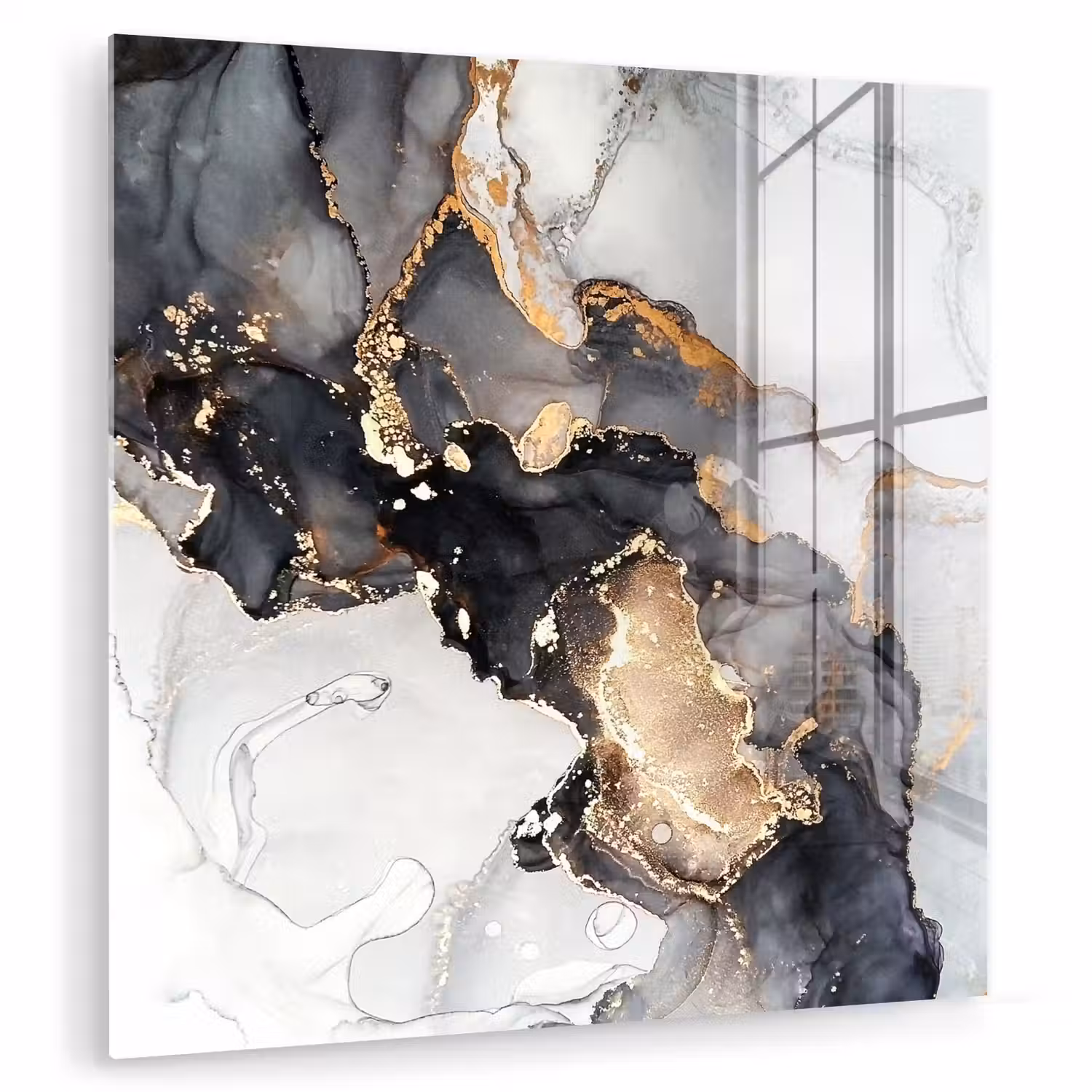 Marmer - Goud - Abstract - Zwart Wit - Luxe plexiglas 5mm klein -zzzproduct_nieuw