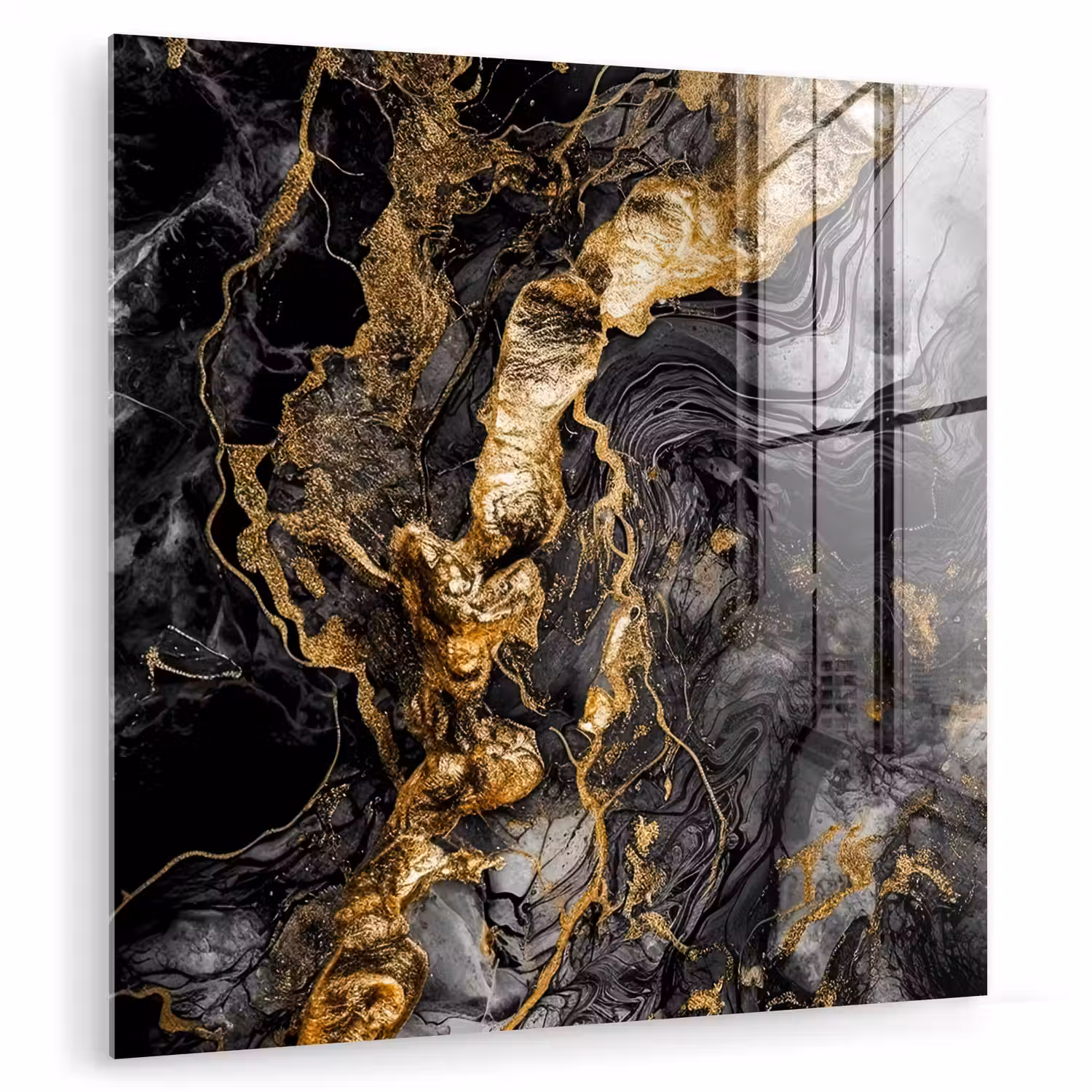 Marmer - Zwart - Goud - Abstract plexiglas 5mm klein -zzzproduct_nieuw