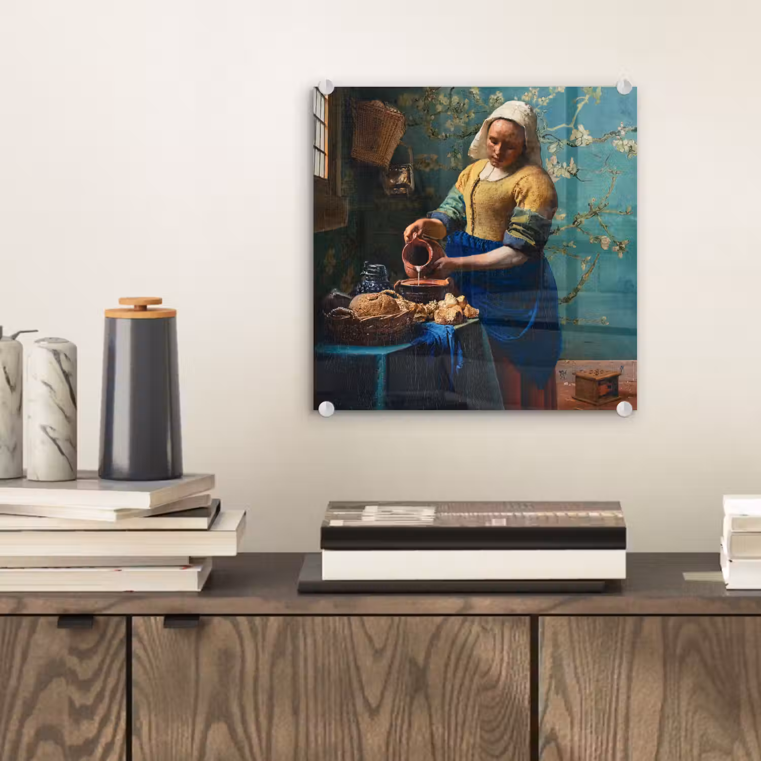 Melkmeisje - Amandelbloesem - Van Gogh - Vermeer - Schilderij - Oude meesters plexiglas 5mm klein -sfeer1