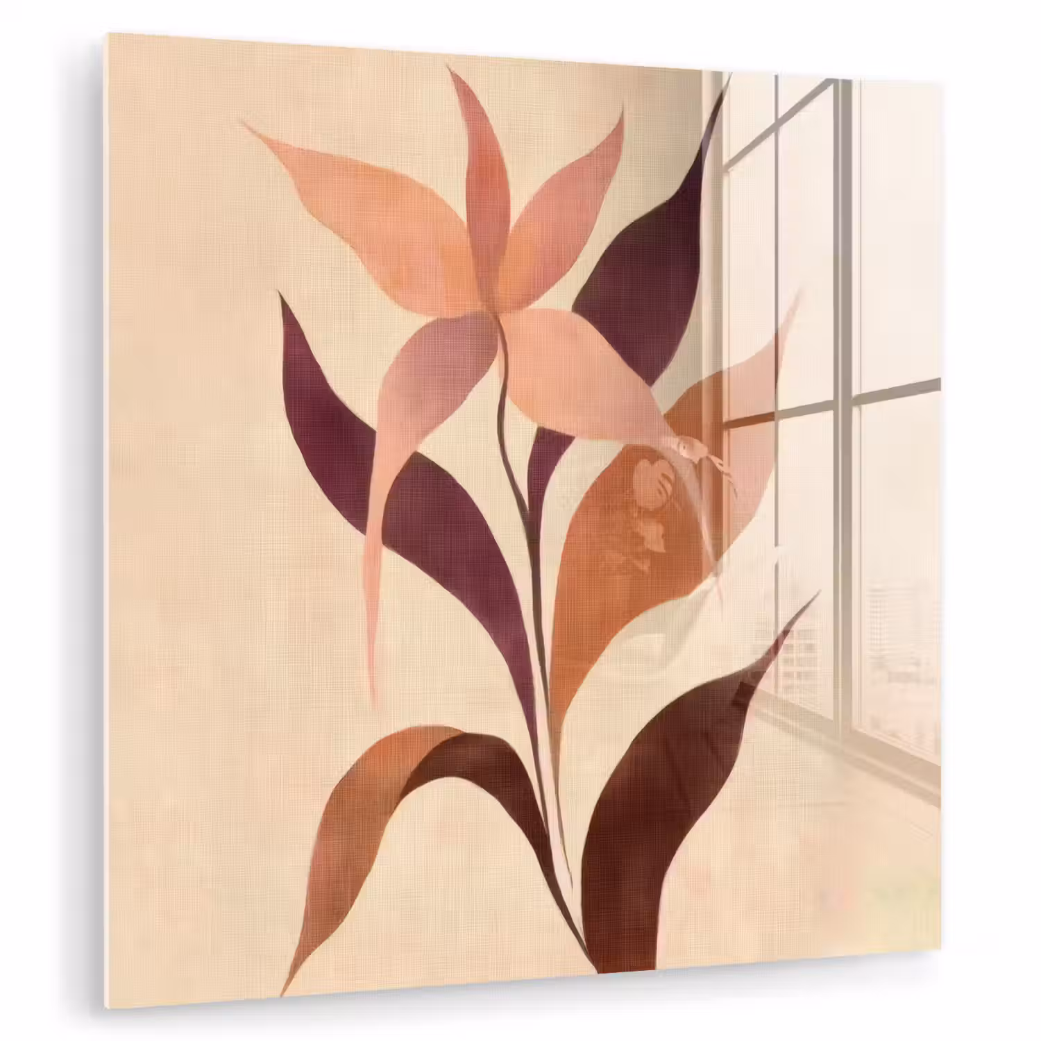 Minimalistisch - Bloem - Bladeren - Beige plexiglas 5mm klein -zzzproduct_nieuw