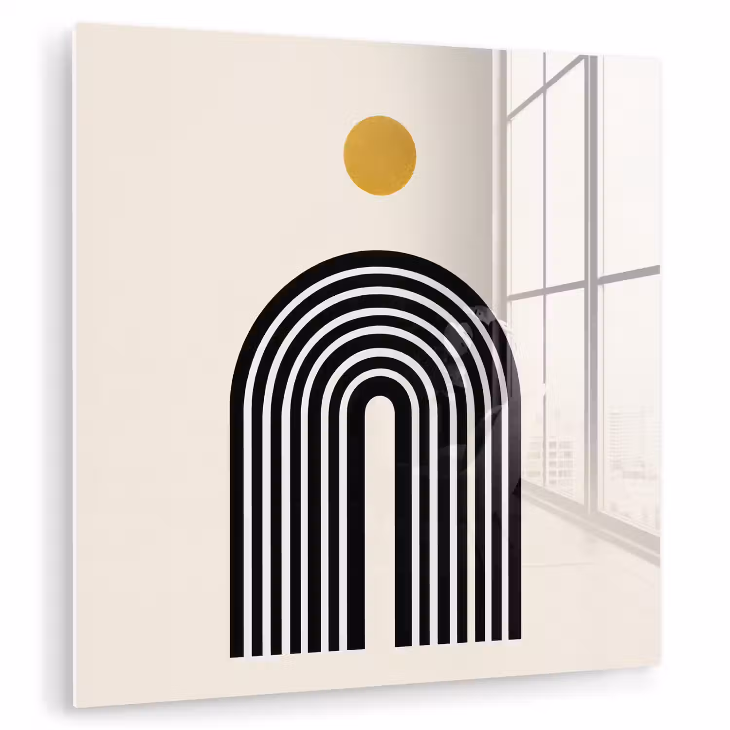 Minimalistisch - Zwarte boog - Gouden cirkel plexiglas 5mm klein -zzzproduct_nieuw