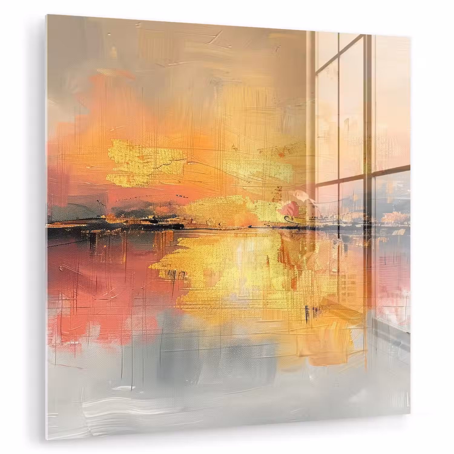 Modern - Abstract - Goud - Roze plexiglas 5mm klein -zzzproduct_nieuw