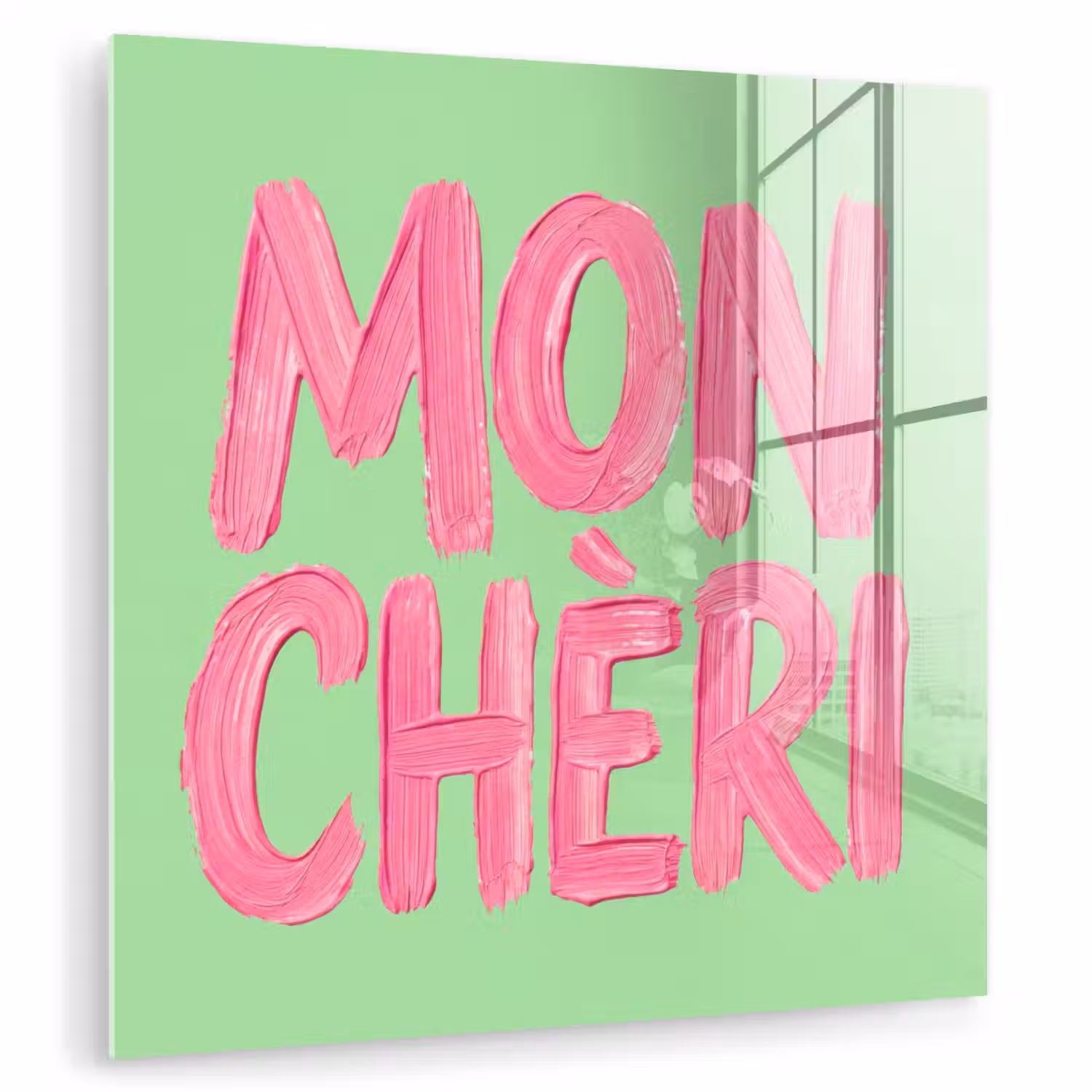 Mon cheri - Groen - Roze plexiglas 5mm klein -zzzproduct_nieuw