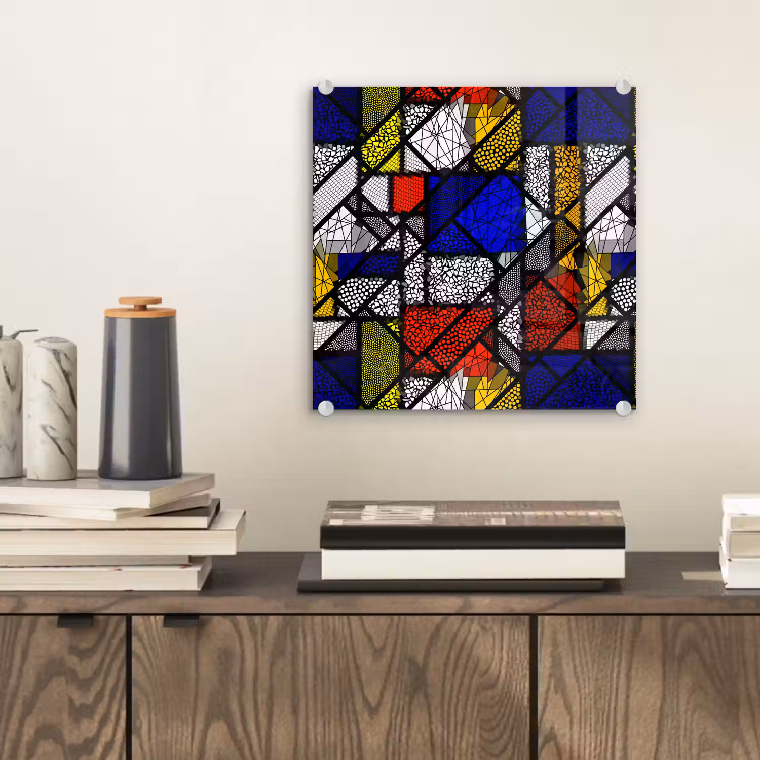 Mondriaan - Glas in lood - Oude Meesters - Kunstwerk - Abstract - Schilderij plexiglas 5mm klein -sfeer1