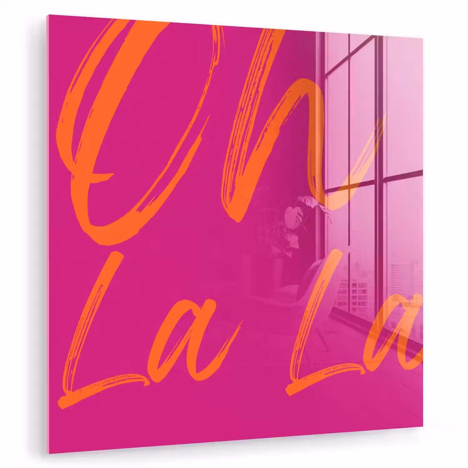 Oh la la - Oranje - Roze plexiglas 5mm klein -zzzproduct_nieuw
