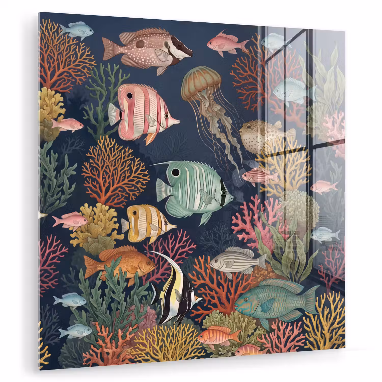 Onderwaterwereld - Vissen - Koraal - Illustratie - Kleurrijk plexiglas 5mm klein -zzzproduct_nieuw