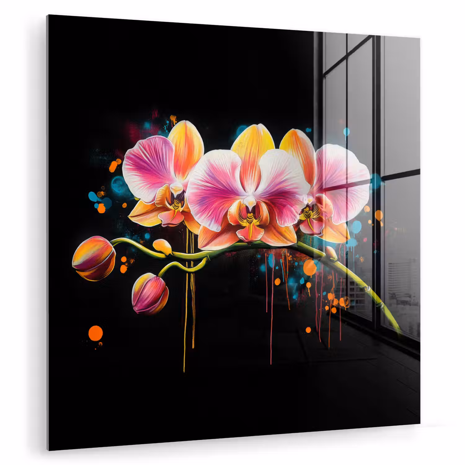 Orchidee - Graffiti - Kleurrijk - Bloemen - Abstract plexiglas 5mm klein -zzzproduct_nieuw