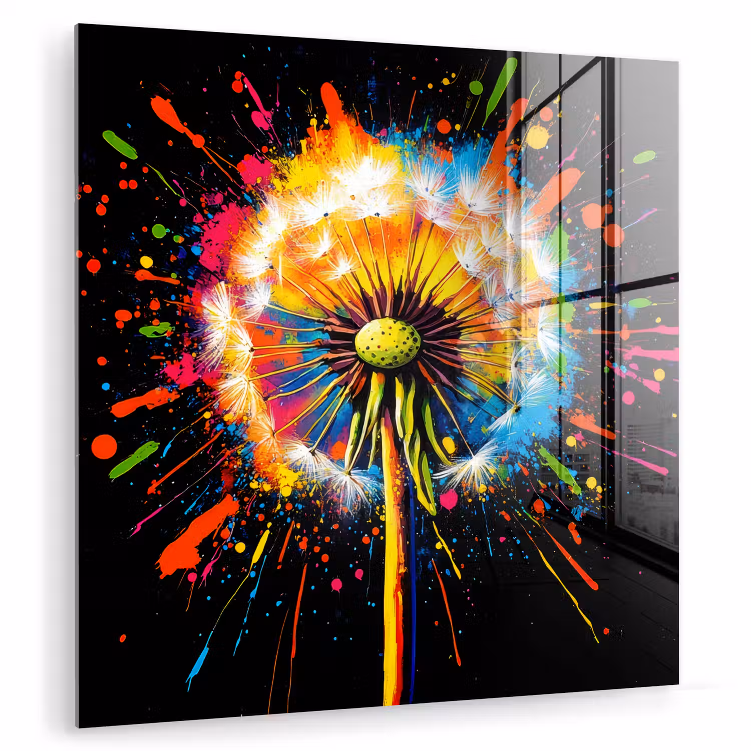 Paardenbloem - Graffiti - Kleurrijk - Bloemen - Natuur plexiglas 5mm klein -zzzproduct_nieuw