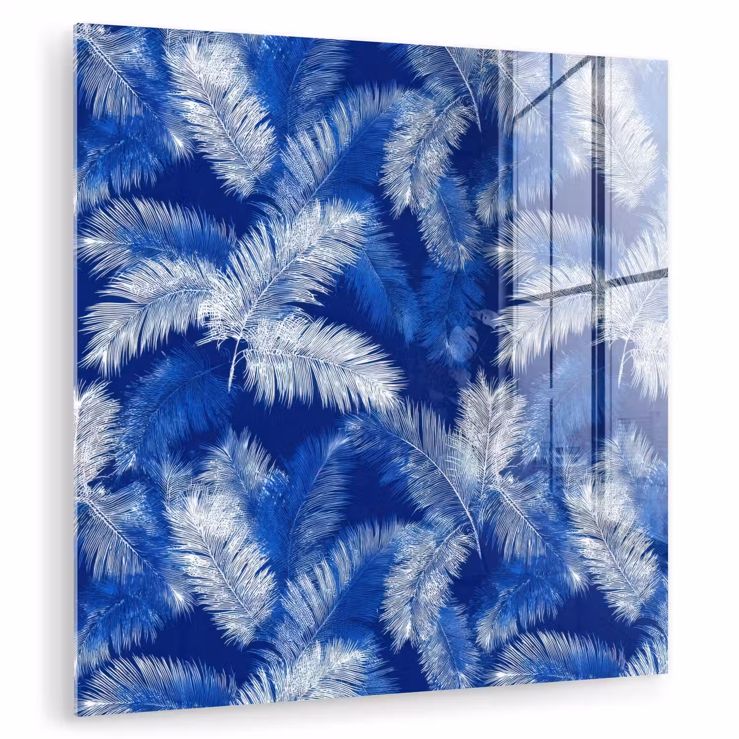 Palmblad - Patroon - Blauw plexiglas 5mm klein 11 -zzzproduct_nieuw
