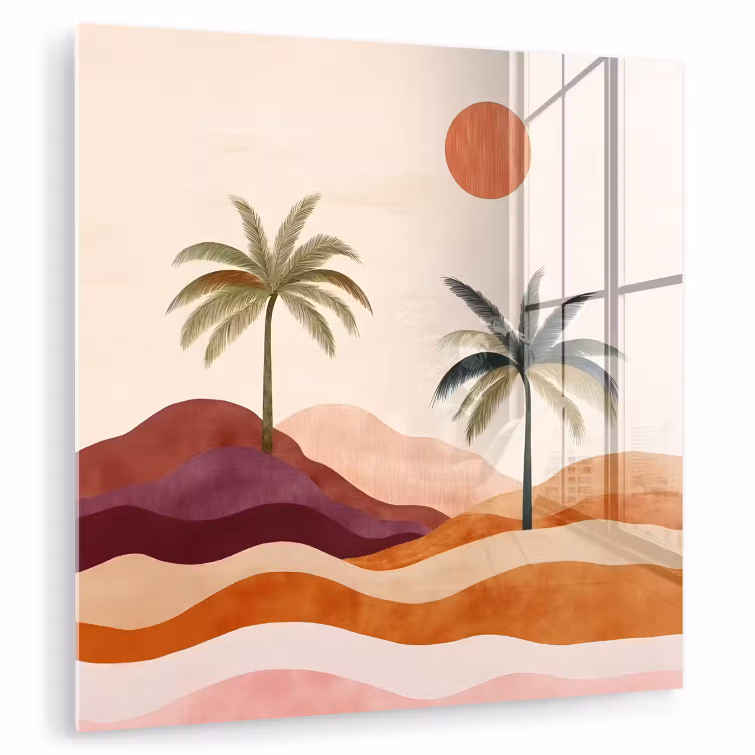Palmbomen - Abstract - Zon - Heuvels plexiglas 5mm klein -zzzproduct_nieuw