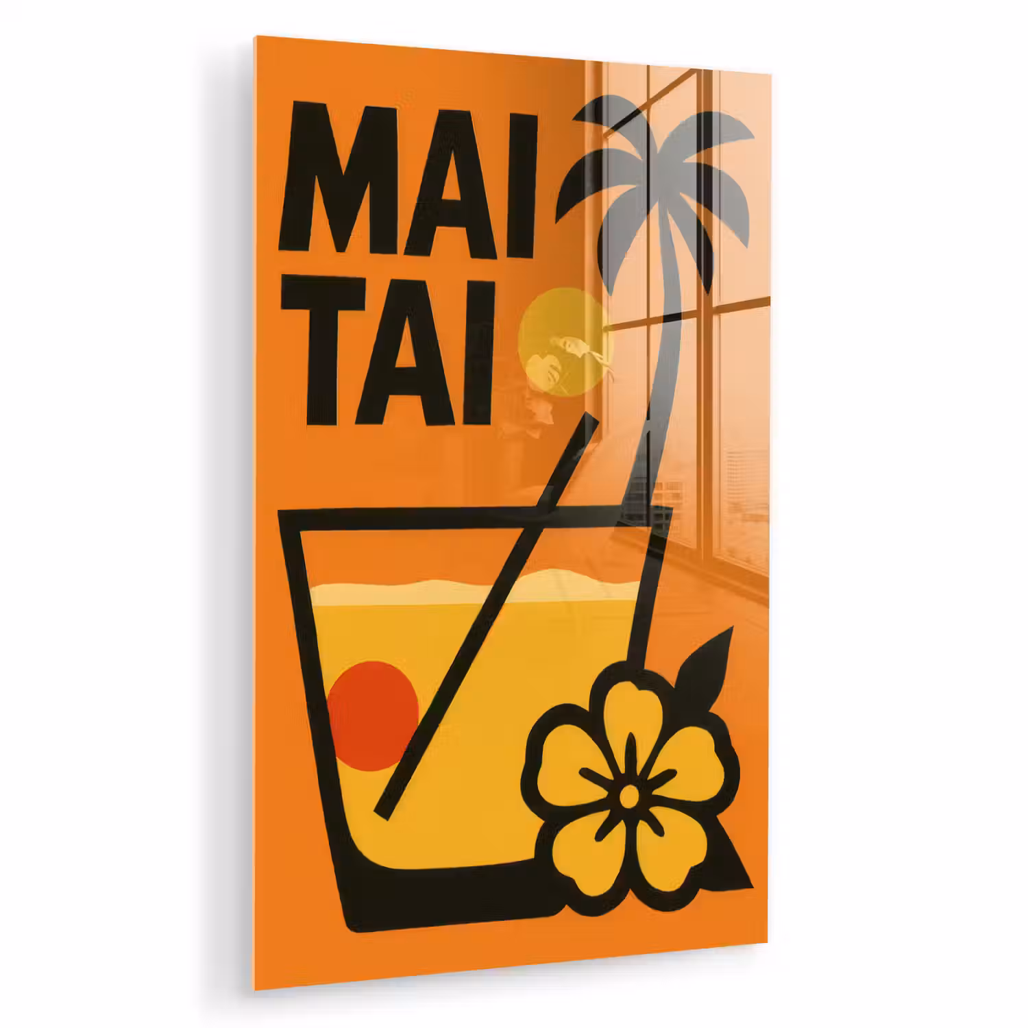 Palmboom - Bloem - Art - Drink plexiglas 5mm klein -zzzproduct_nieuw