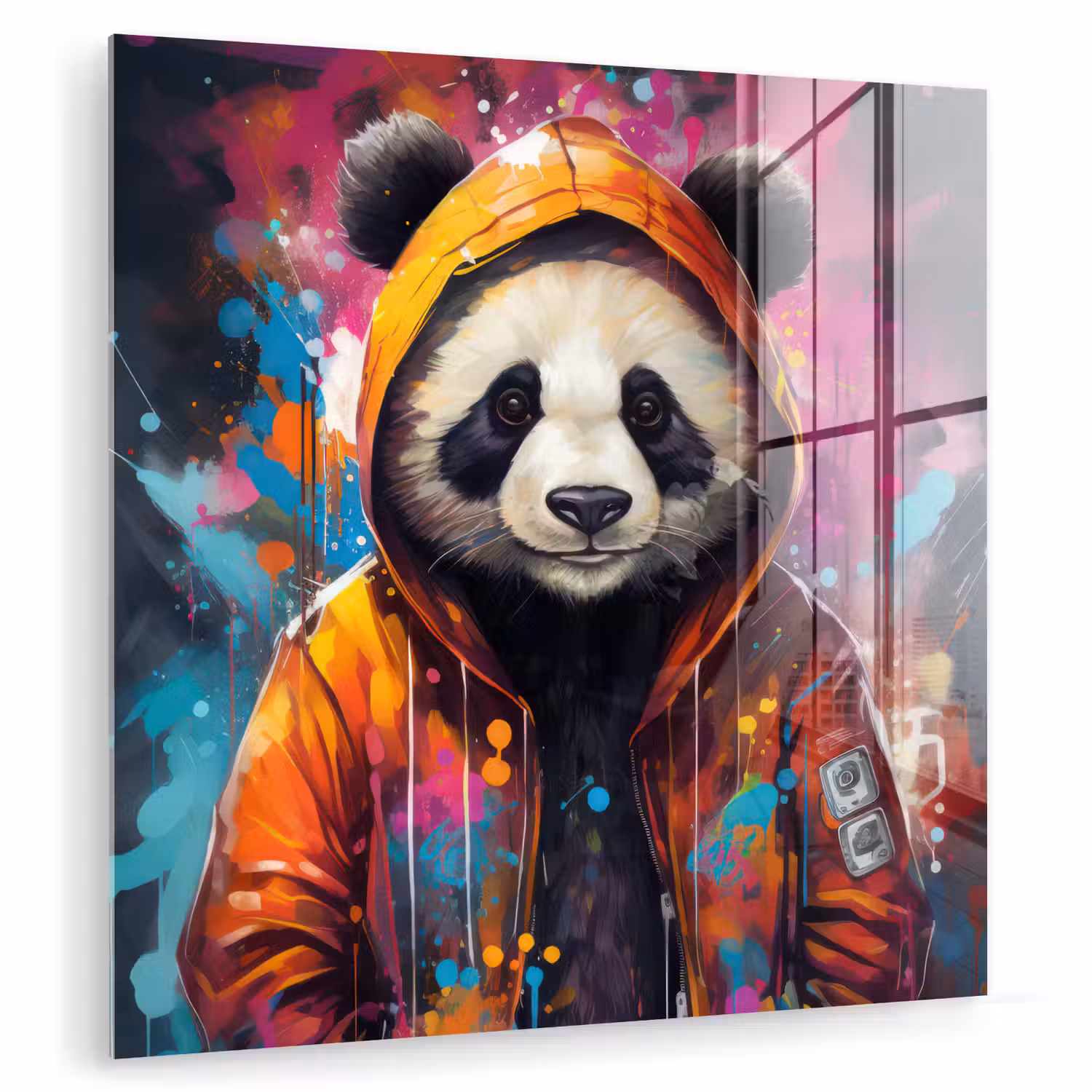 Panda - Jas - Graffiti - Oranje plexiglas 5mm klein -zzzproduct_nieuw
