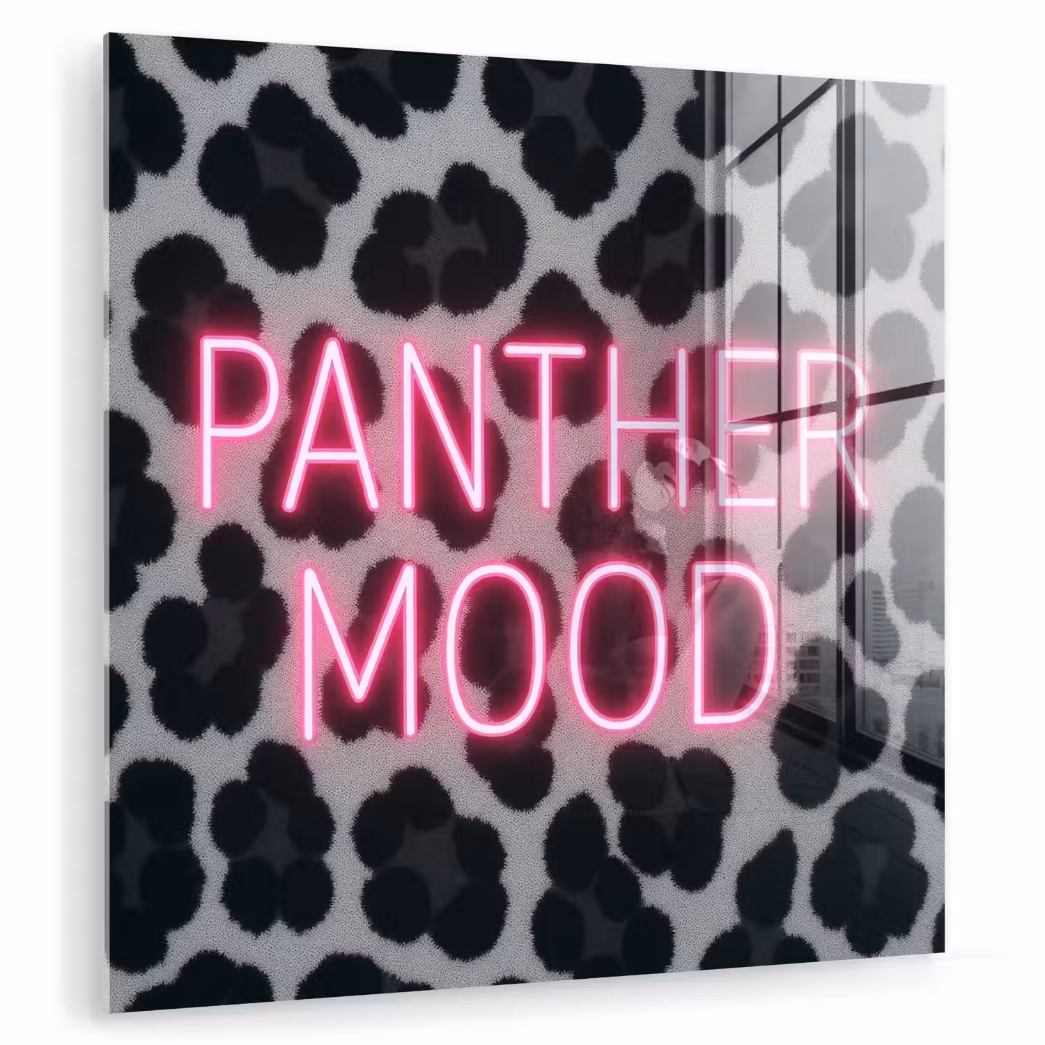 Panterprint - Zwart - Neonletters - Roze plexiglas 5mm klein -zzzproduct_nieuw