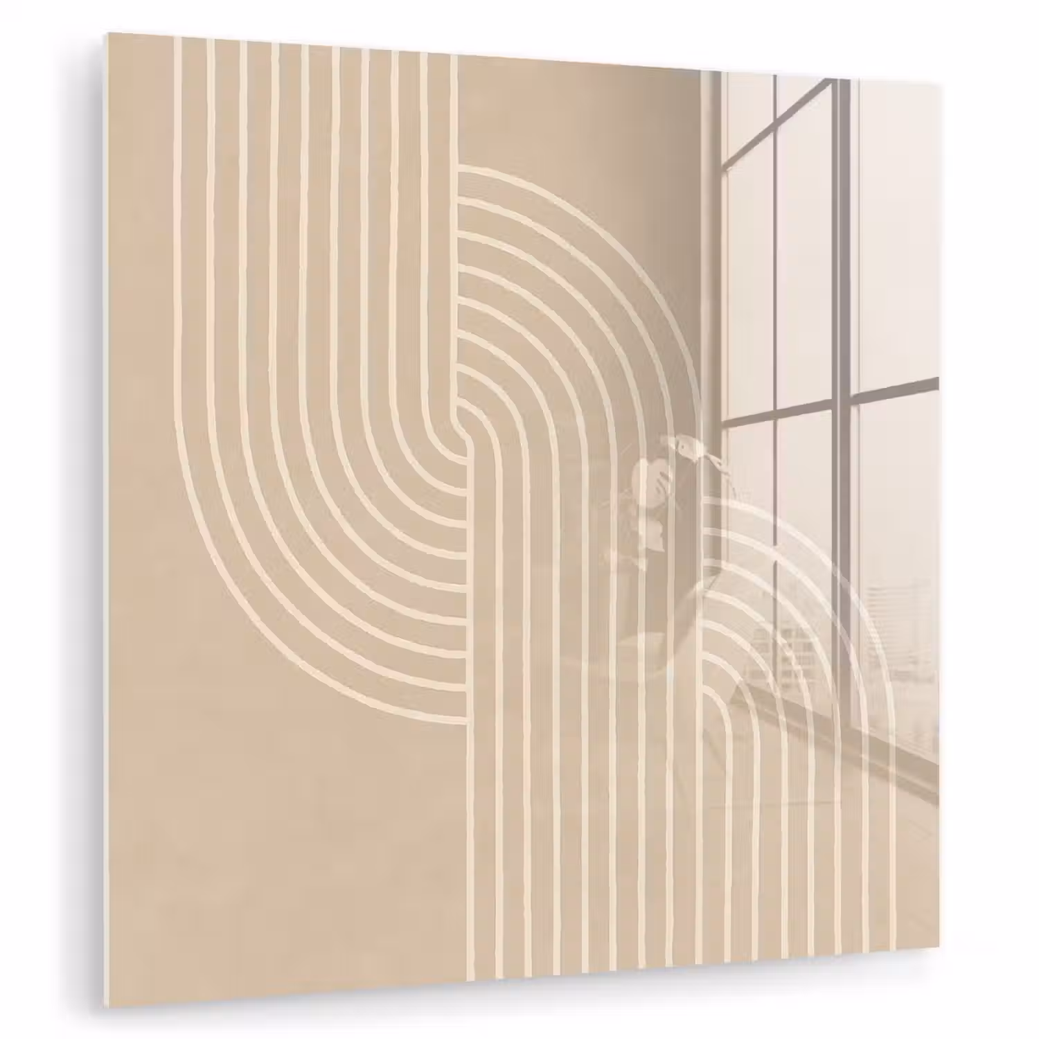 Parallelle lijnen - Lichte textuur - Beige plexiglas 5mm klein -zzzproduct_nieuw