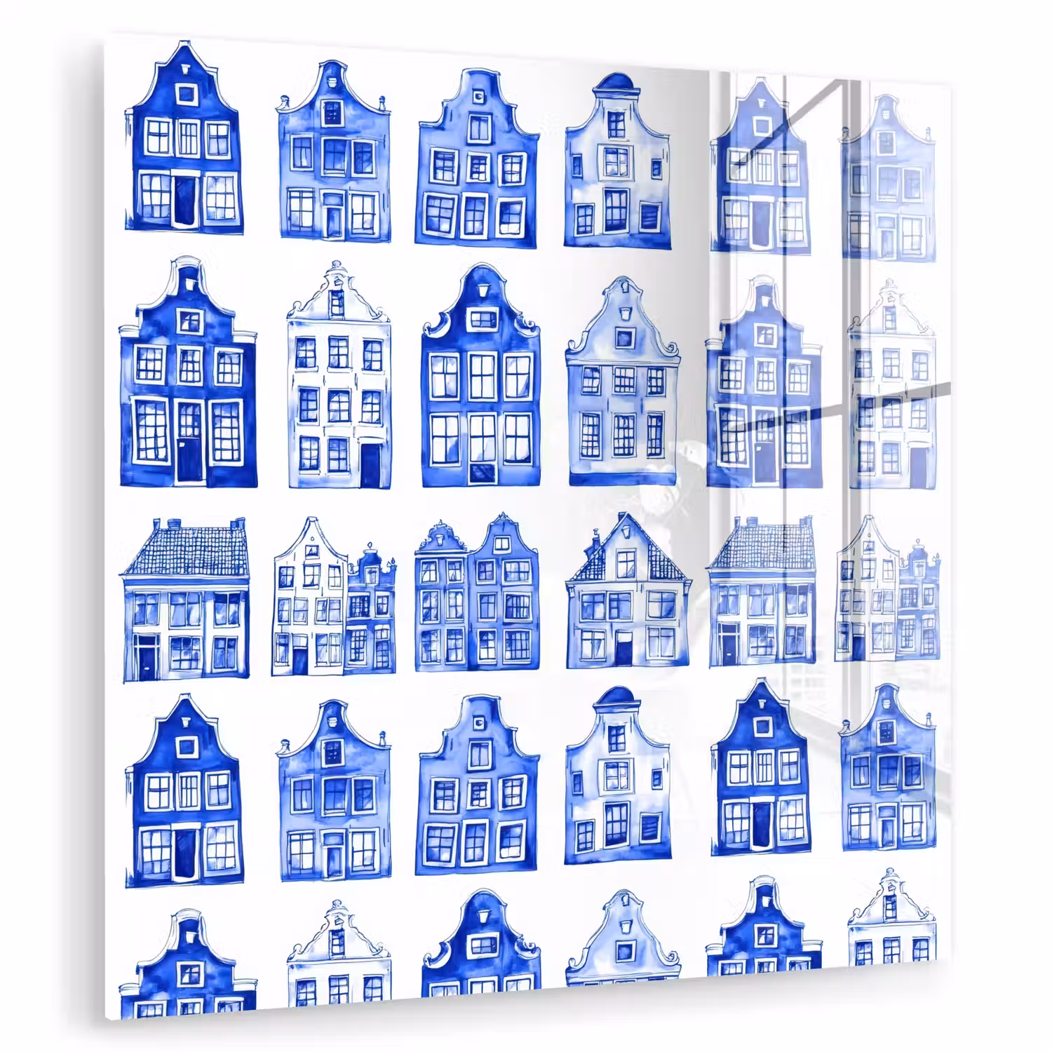 Patroon - Huizen - Blauw plexiglas 5mm klein 11 -zzzproduct_nieuw