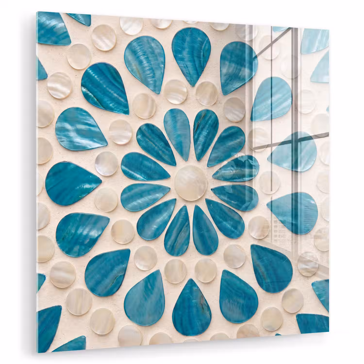 Patroon - Mozaïek - Schelpen - Abstract - Turquoise plexiglas 5mm klein -zzzproduct_nieuw