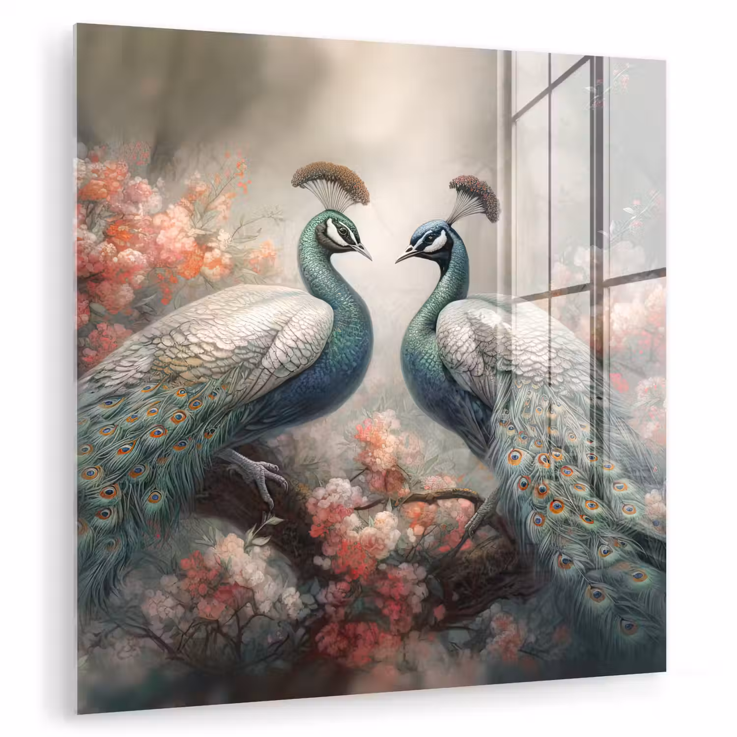 Pauwen - Pauwenveren - Vogels - Bloemen - Natuur plexiglas 5mm klein -zzzproduct_nieuw