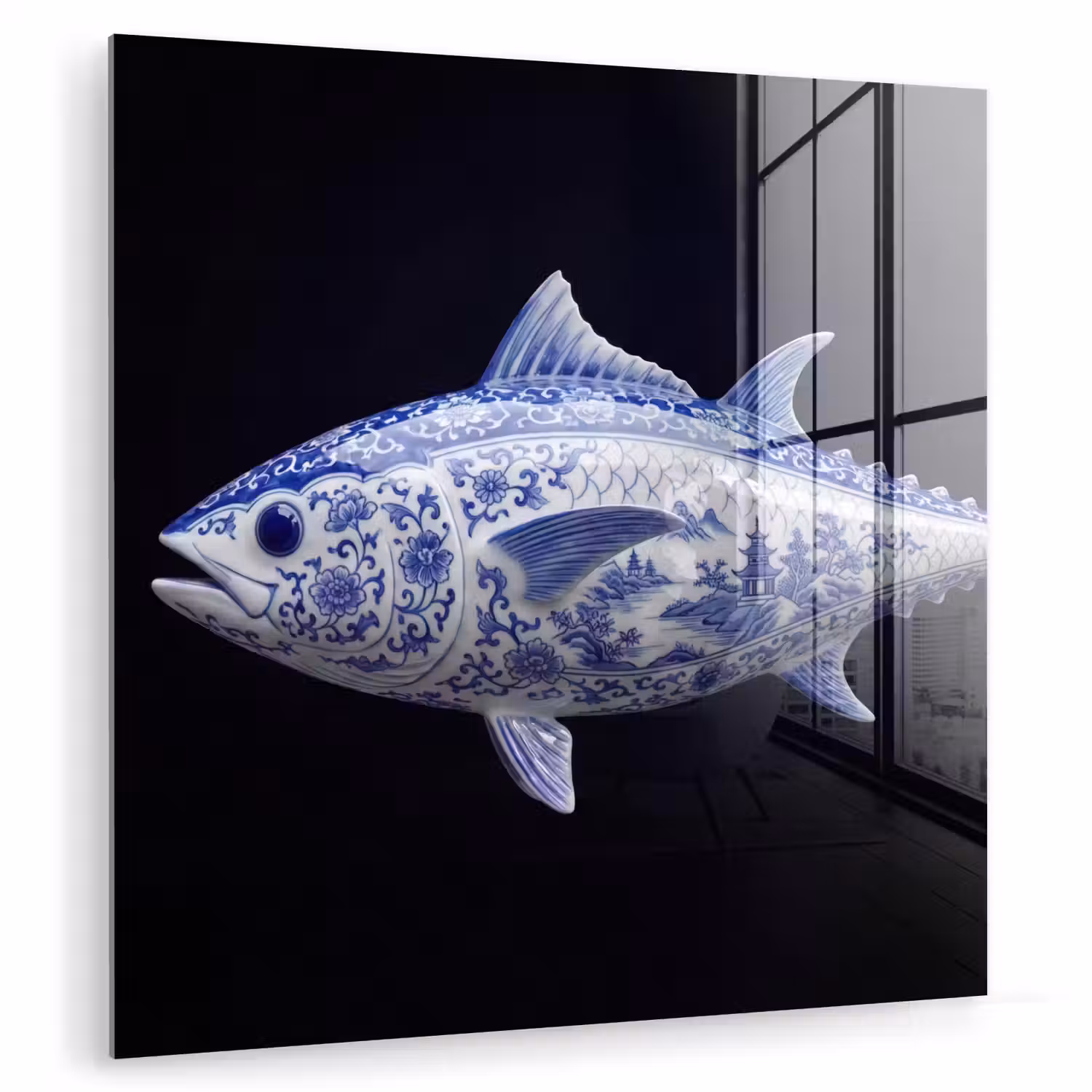 Porselein - Tonijn - Delfts - Blauw plexiglas 5mm klein -zzzproduct_nieuw
