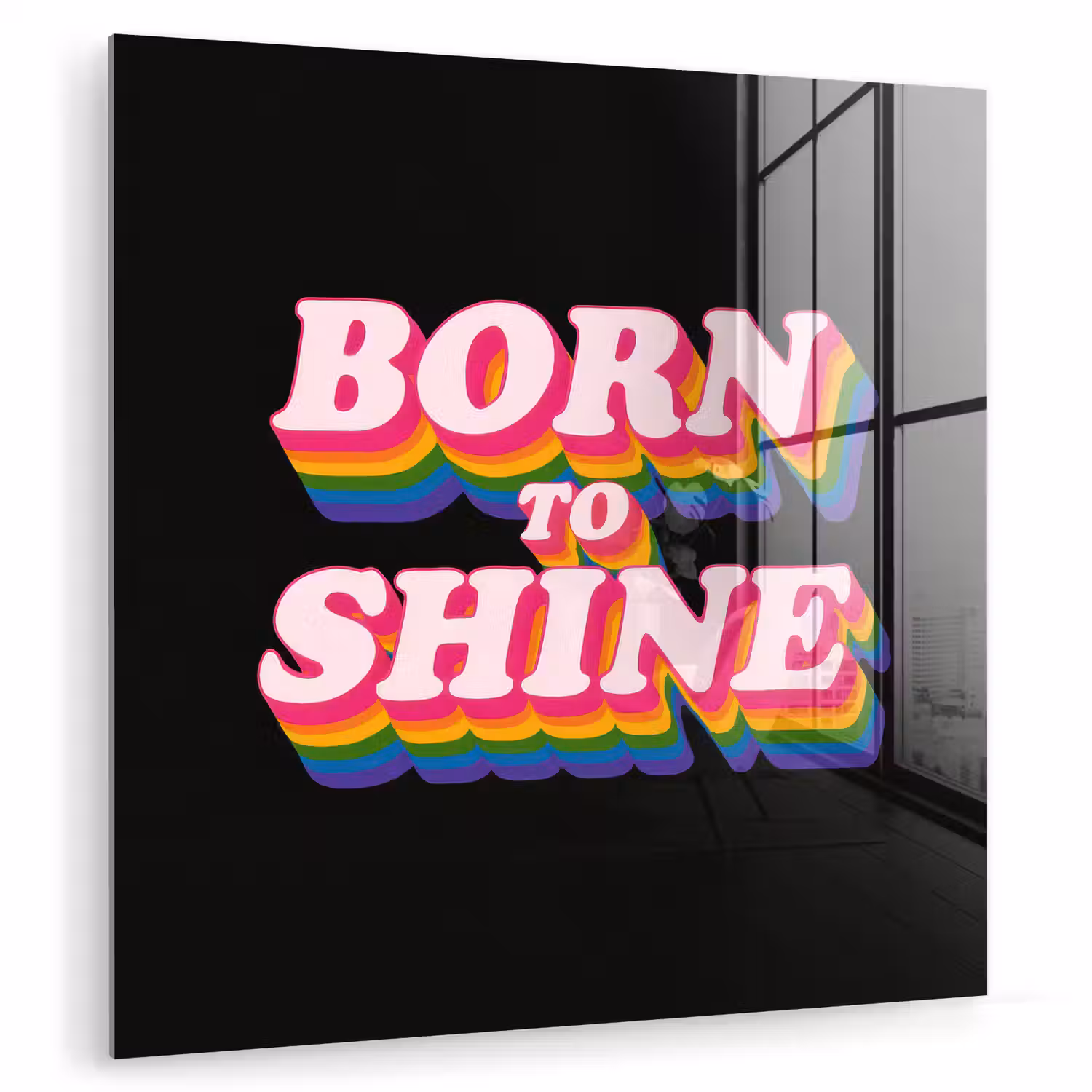 Quote - Regenboog - Roze - Zwart plexiglas 5mm klein -zzzproduct_nieuw