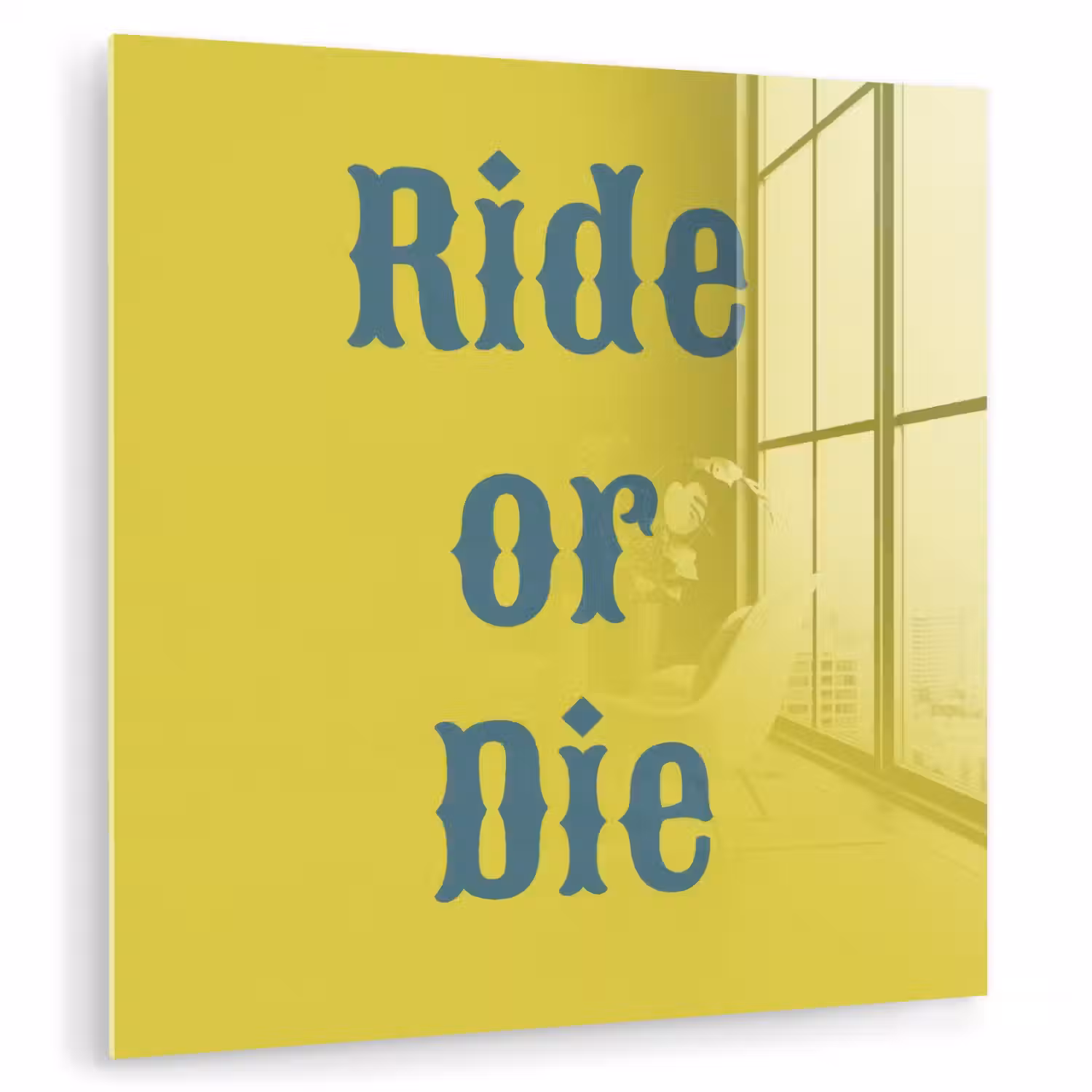 Ride or die - Geel - Blauw plexiglas 5mm klein -zzzproduct_nieuw