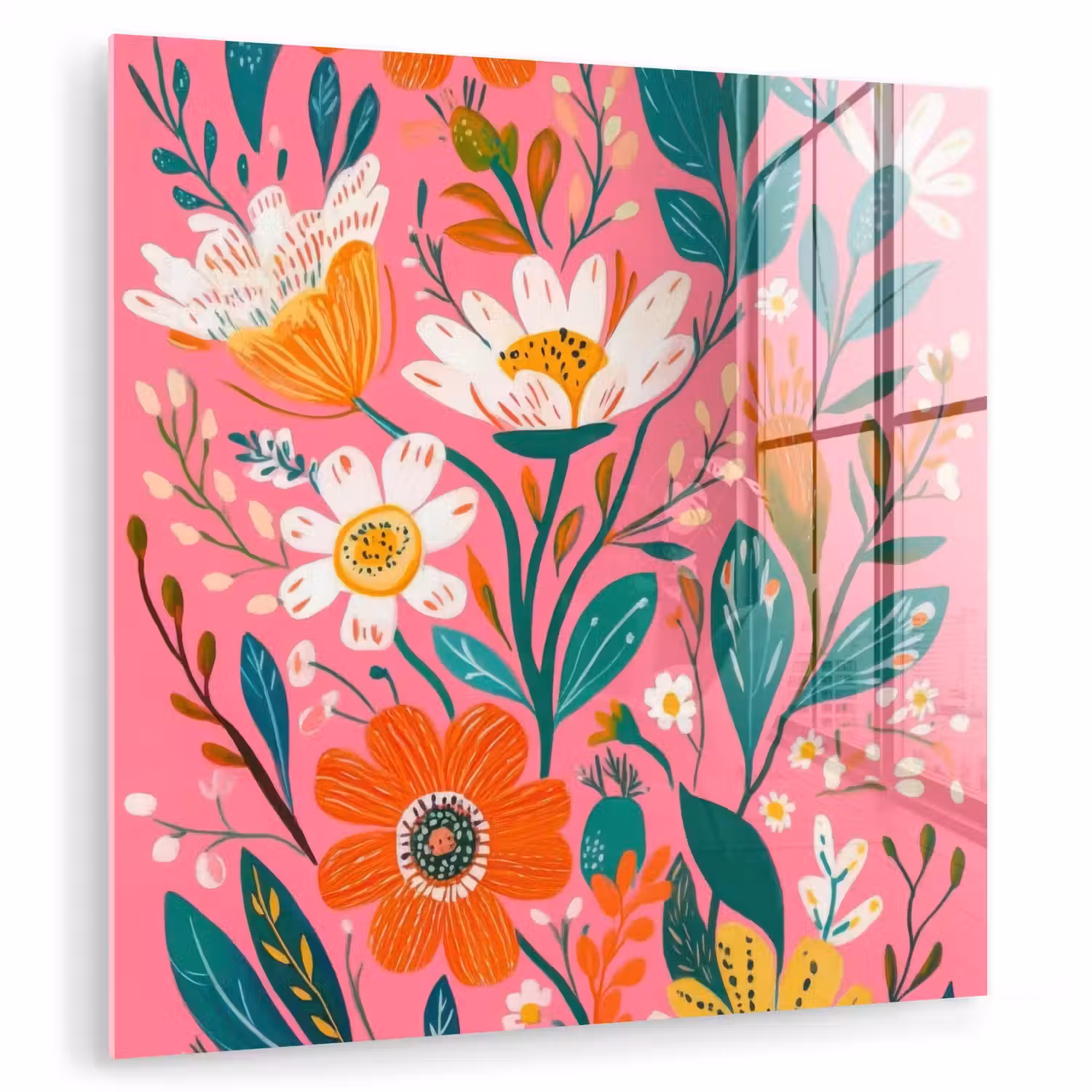 Roze - Bloemen - Wit - Oranje plexiglas 5mm klein -zzzproduct_nieuw