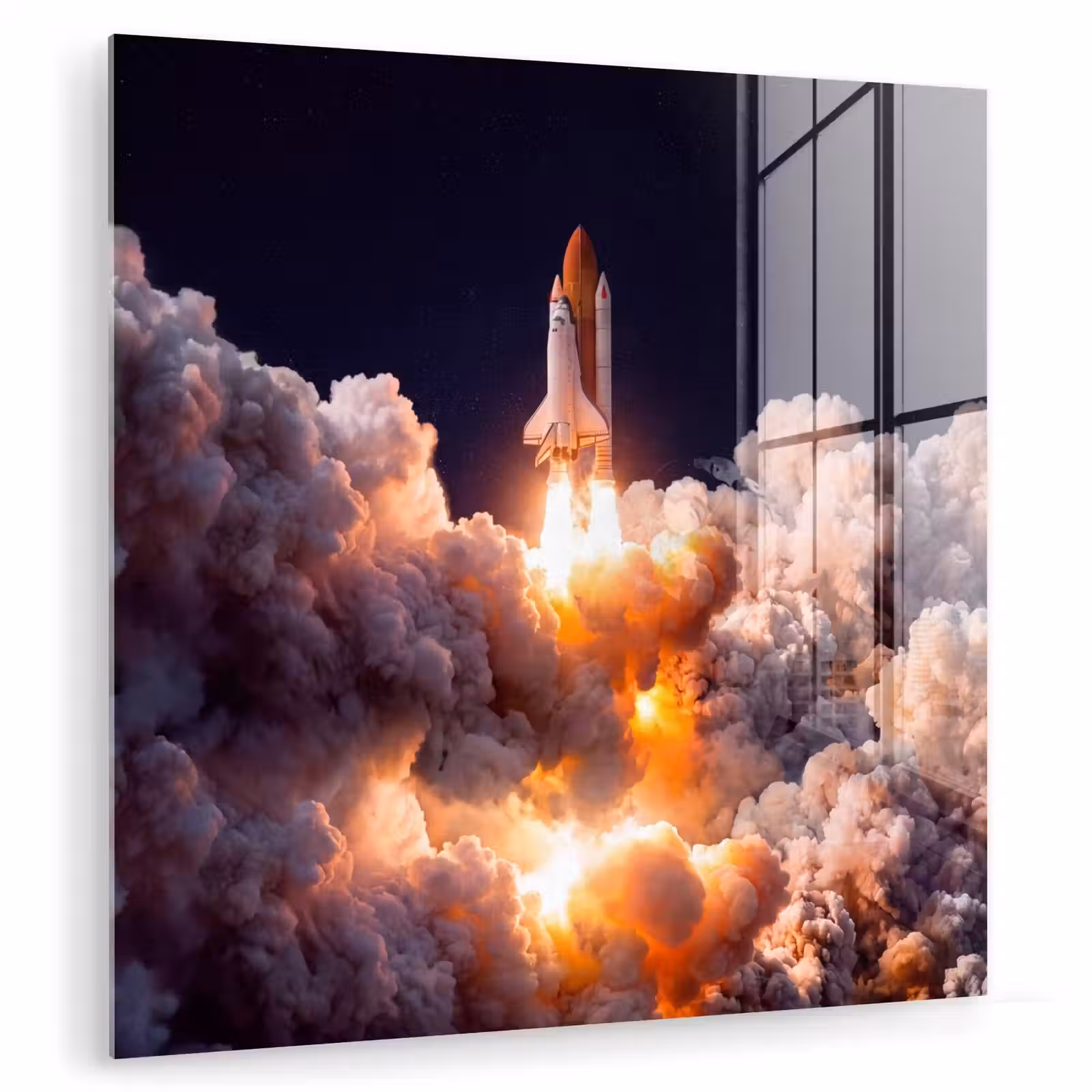 Glas schilderij - Ruimtevaartuig - Lancering - Sterren - Ruimtevaartuig - Lancering - Sterren plexiglas 5mm klein