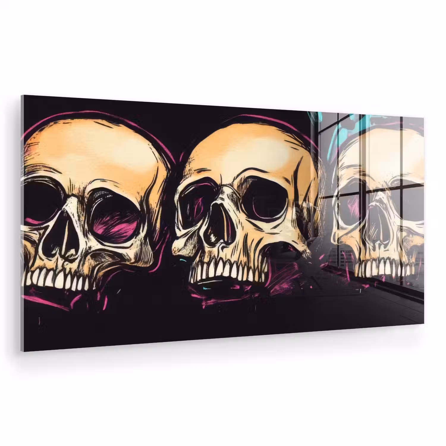 Schedels - Graffiti - Neon plexiglas 5mm klein -zzzproduct_nieuw