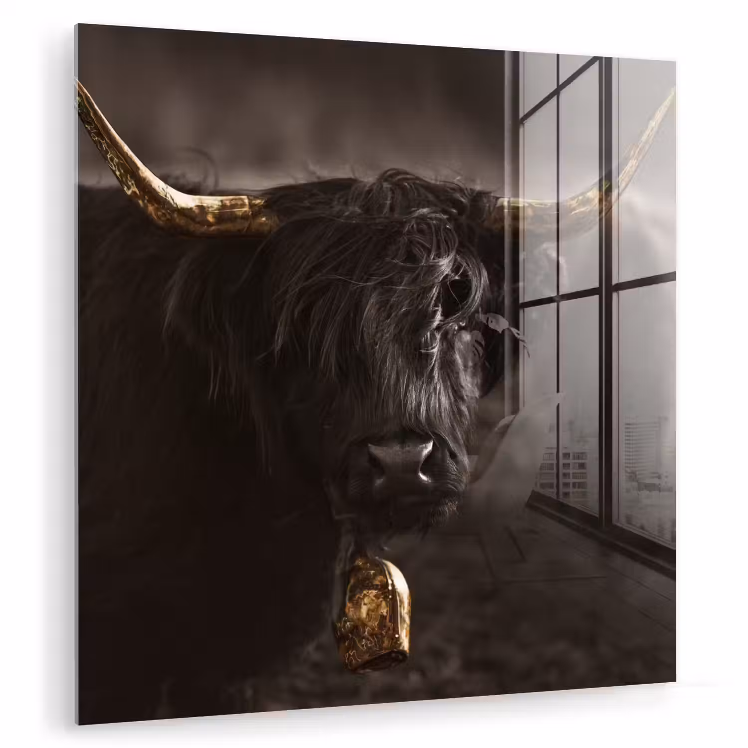 Schotse hooglander - Goud - Koebel - Hoorns - Dieren plexiglas 5mm klein -zzzproduct_nieuw