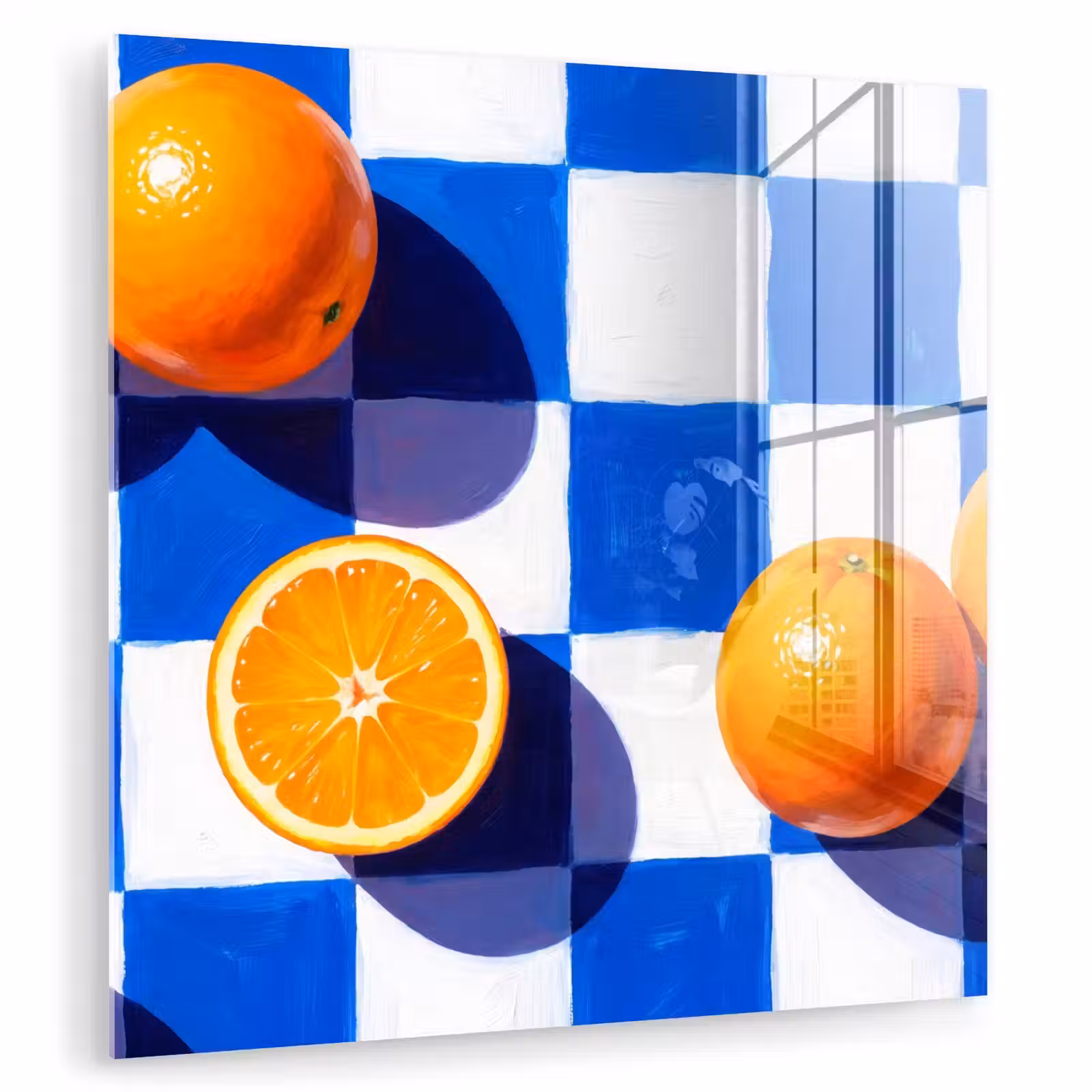 Glas schilderij - Sinaasappel - Geruit - Eten - Sinaasappel - Geruit - Eten plexiglas 5mm klein