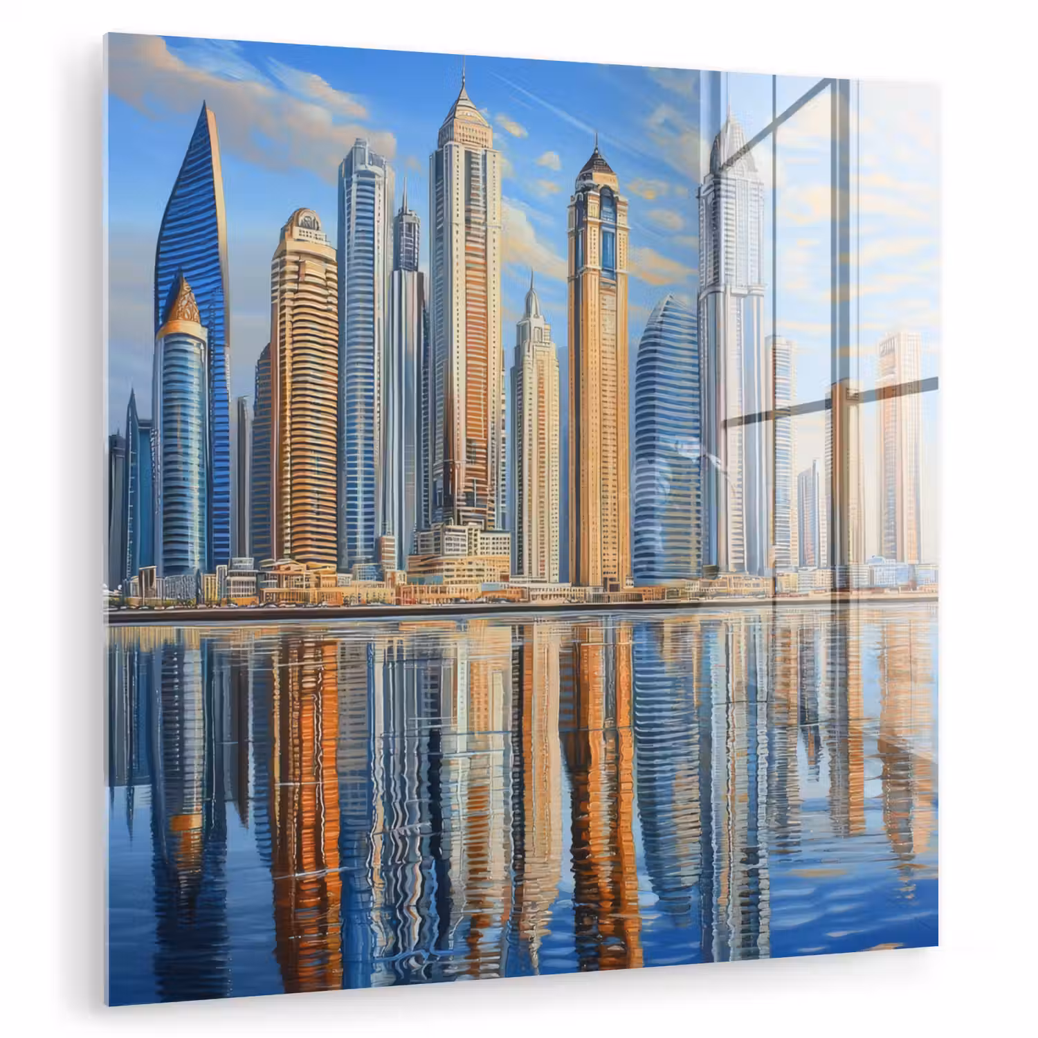 Skyline - Wolkenkrabbers - Water - Blauw plexiglas 5mm klein -zzzproduct_nieuw