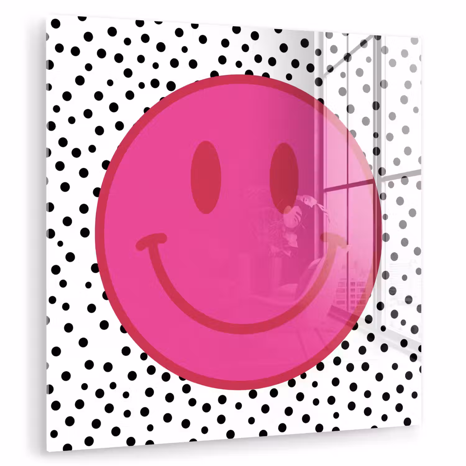 Smiley - Roze - Stippen plexiglas 5mm klein -zzzproduct_nieuw