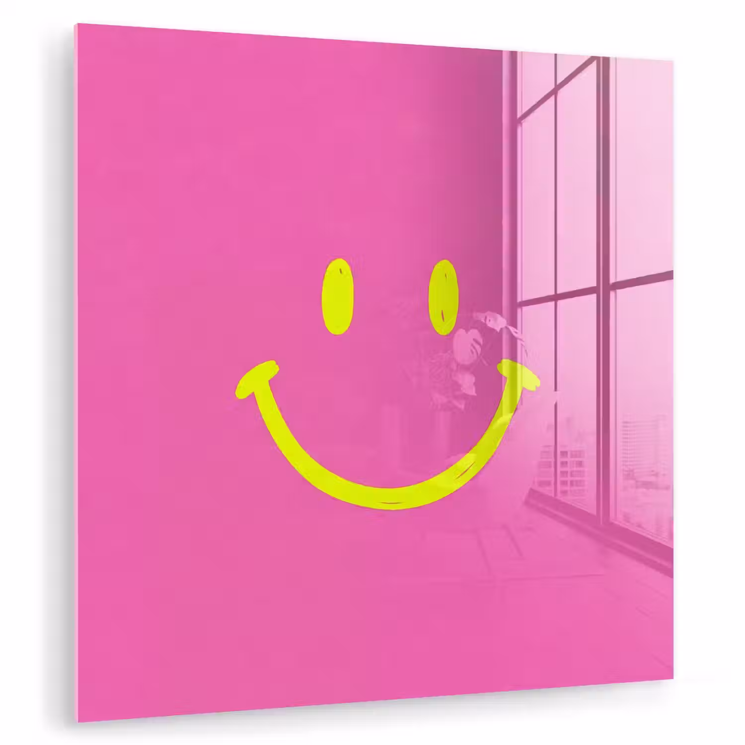 Smiley - Vrolijk - Roze plexiglas 5mm klein -zzzproduct_nieuw