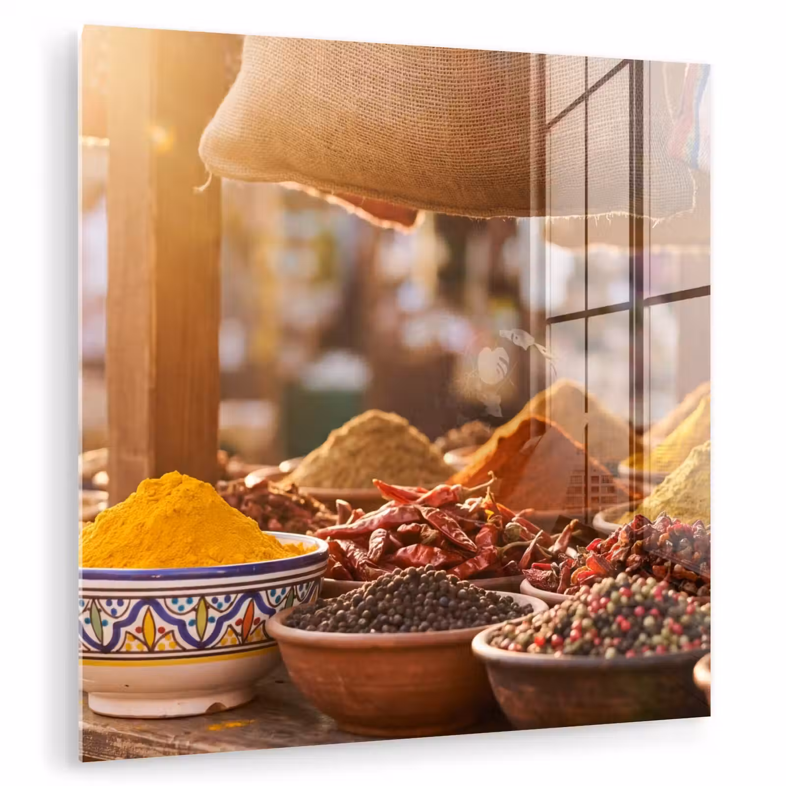 Glas schilderij - Specerijen - Markt - Kleurrijk - Specerijen - Markt - Kleurrijk plexiglas 5mm klein