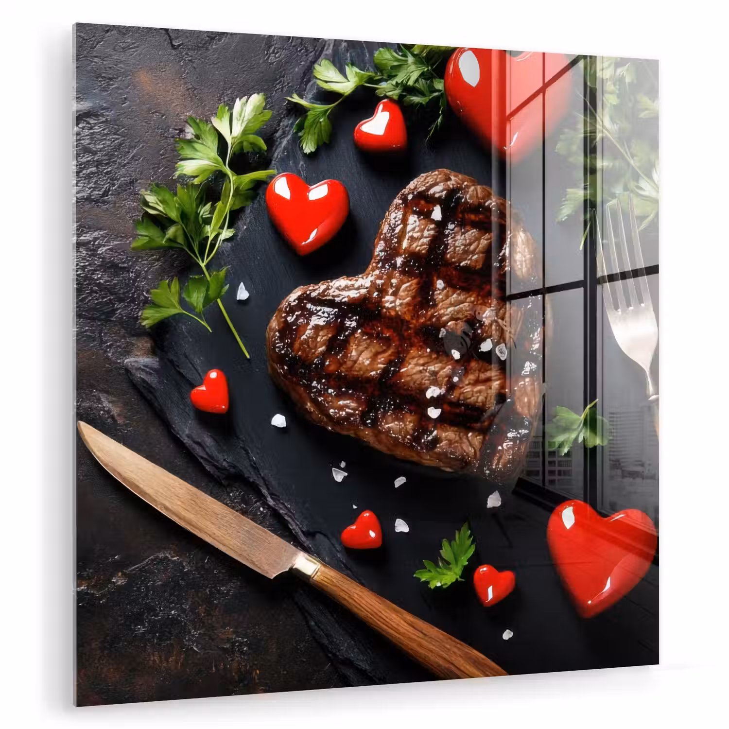 Steak - Hart - Bestek plexiglas 5mm klein -zzzproduct_nieuw