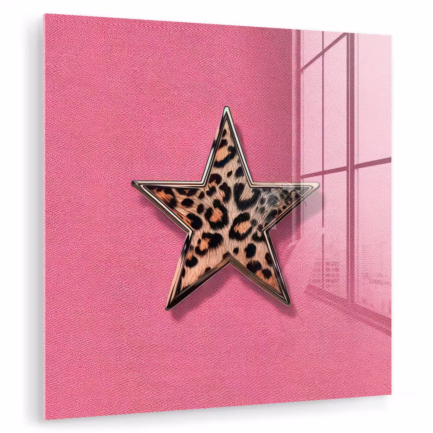 Ster - Luipaard - Print - Roze plexiglas 5mm klein -zzzproduct_nieuw
