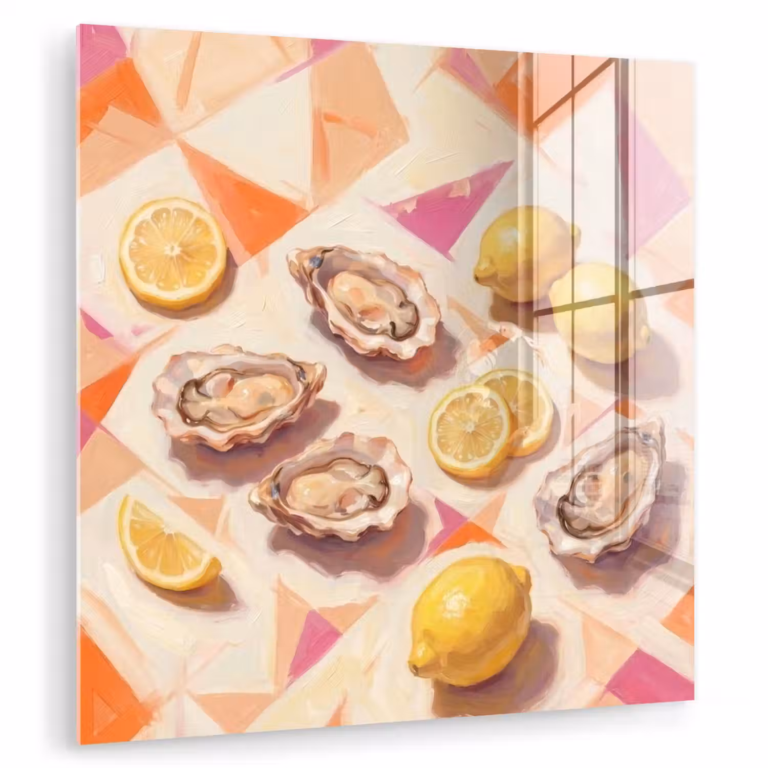 Stilleven - Citroenen - Oesters - Abstract - Oranje plexiglas 5mm klein -zzzproduct_nieuw
